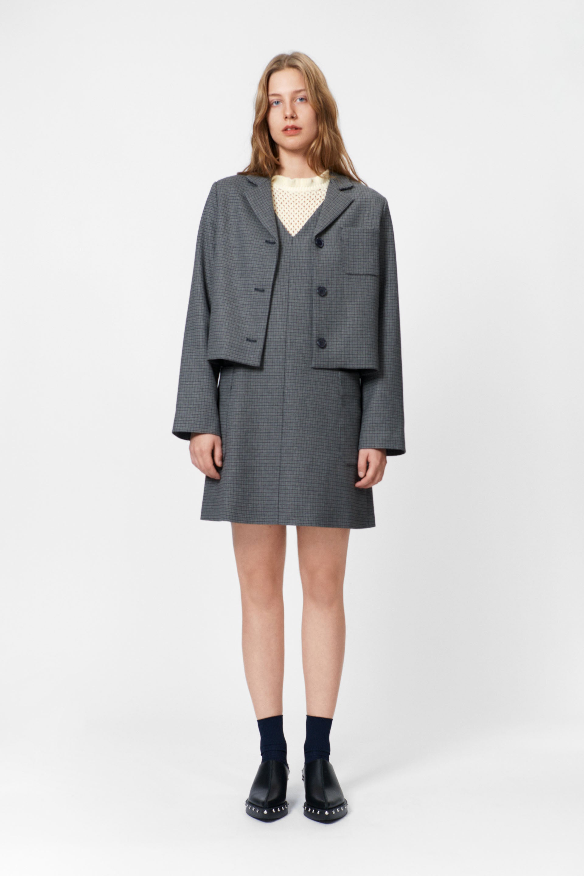 nué notes Aden Jacket Outerwear 818 Grey Houndstooth