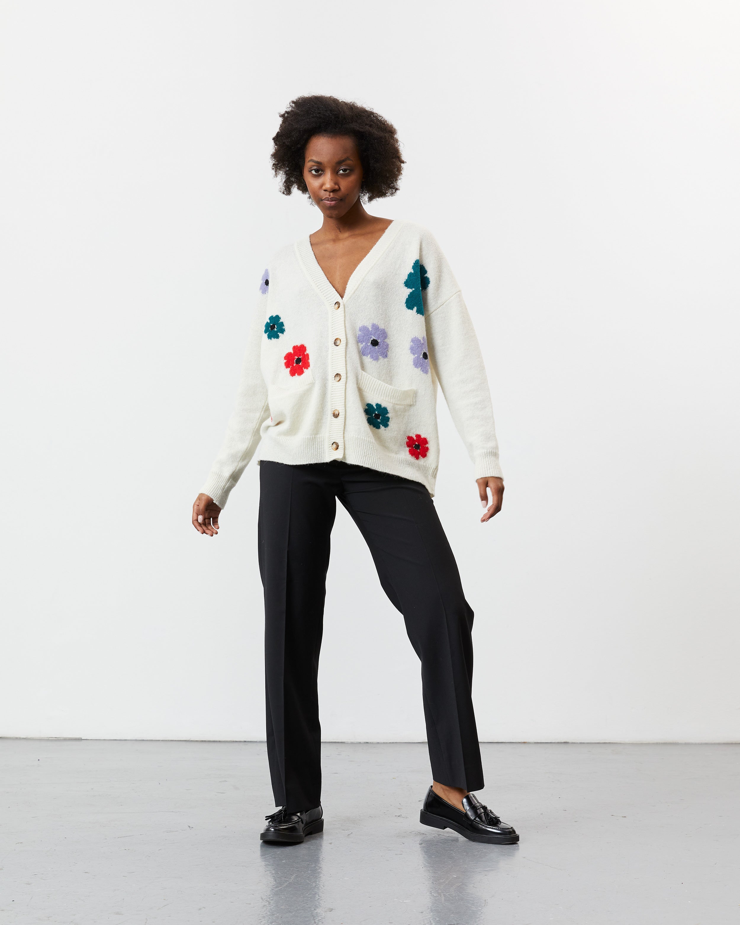 nué notes Albi Cardigan - Off White Multi Flowers Knitwear 002 Multi