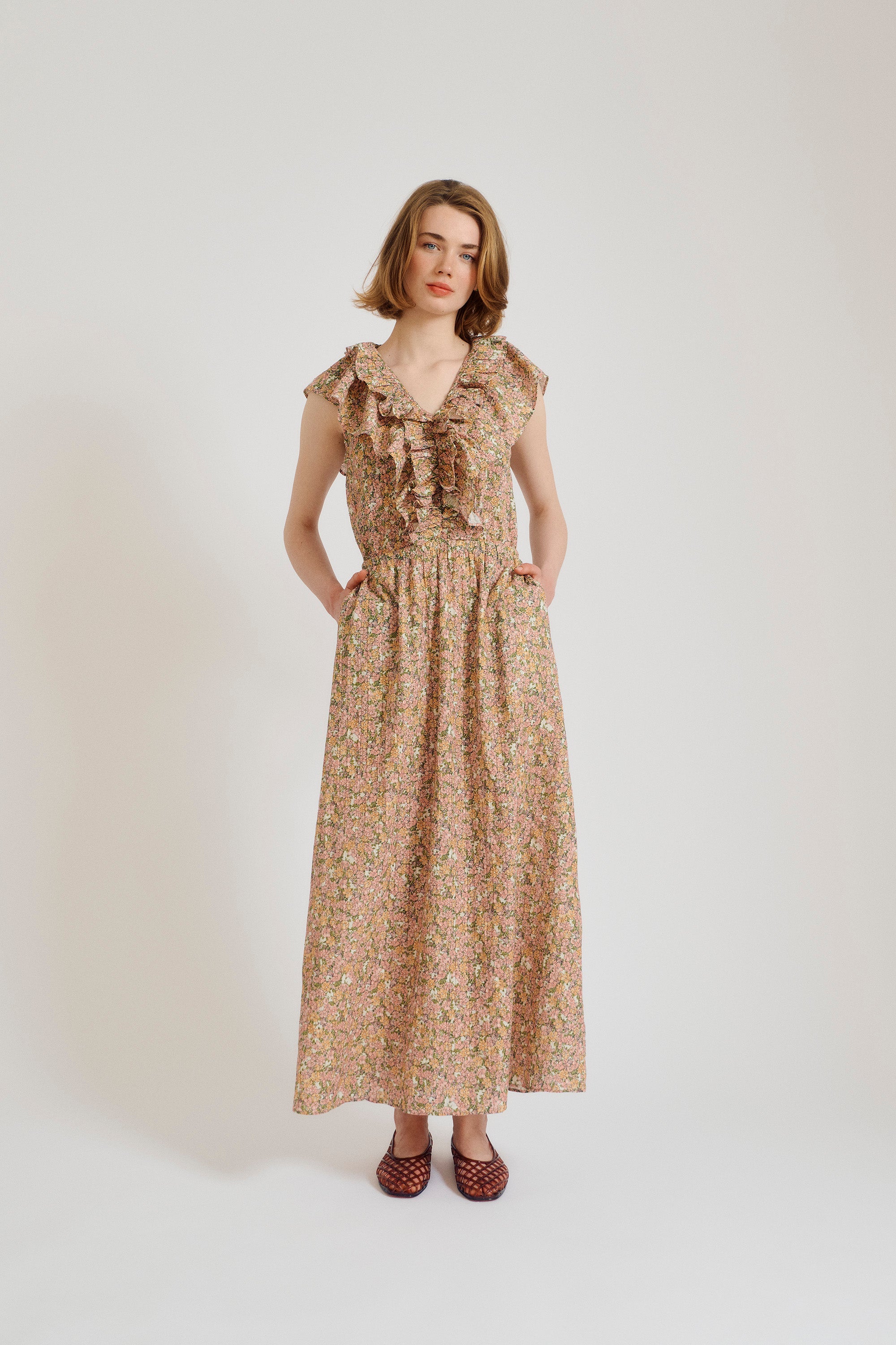 nué notes Antequera Dress Dress 188 Peach Floral
