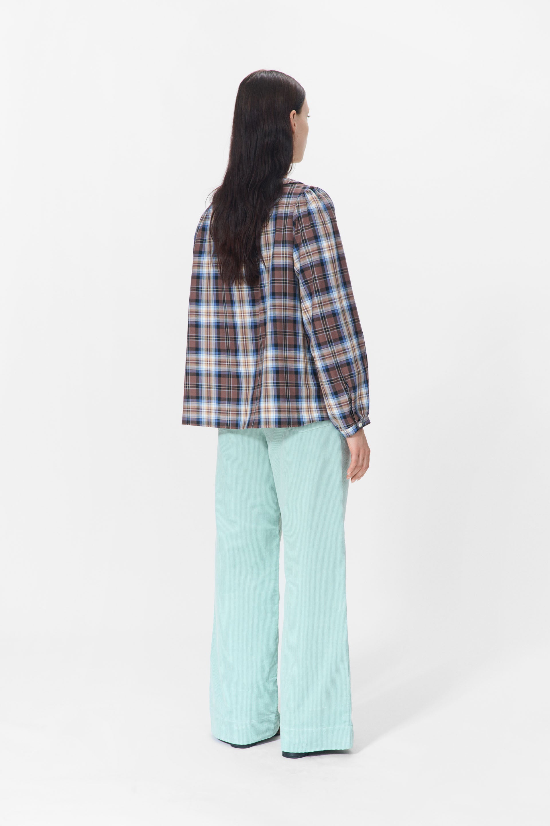 nué notes Asmara Shirt Shirts 762 Camel Blue Tartan
