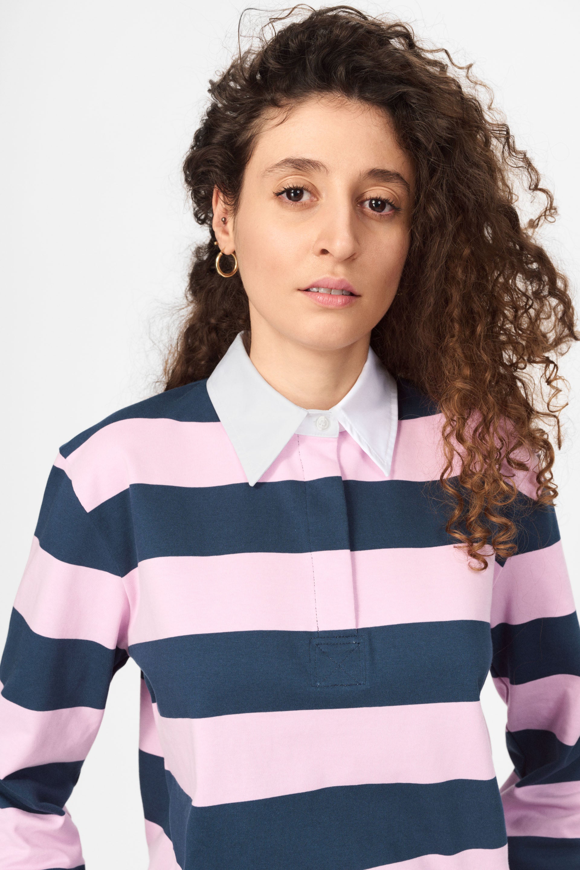 nué notes Bratislava Poloshirt Polo Shirts 967 Navy Pink Stripe
