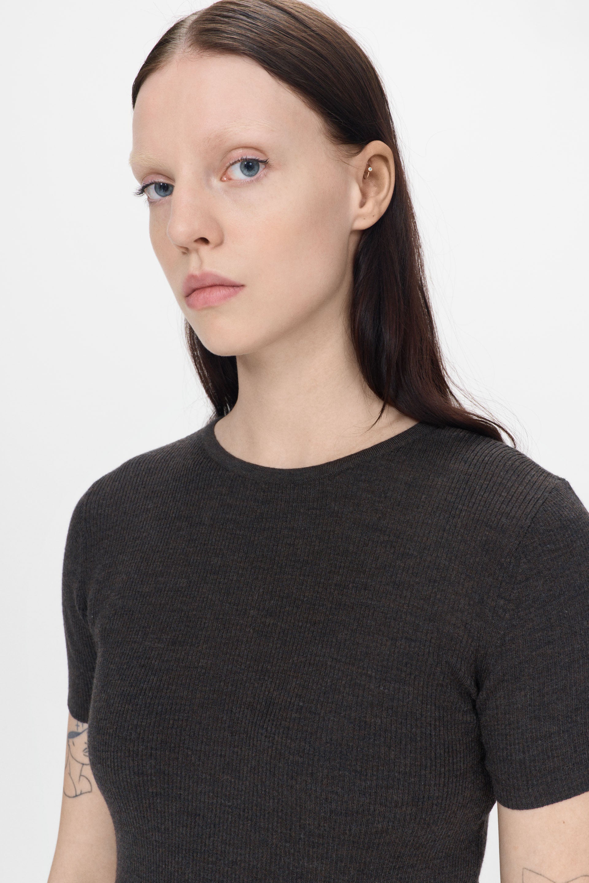 nué notes Chico Crewneck Crewneck 759 Dark Brown Melange