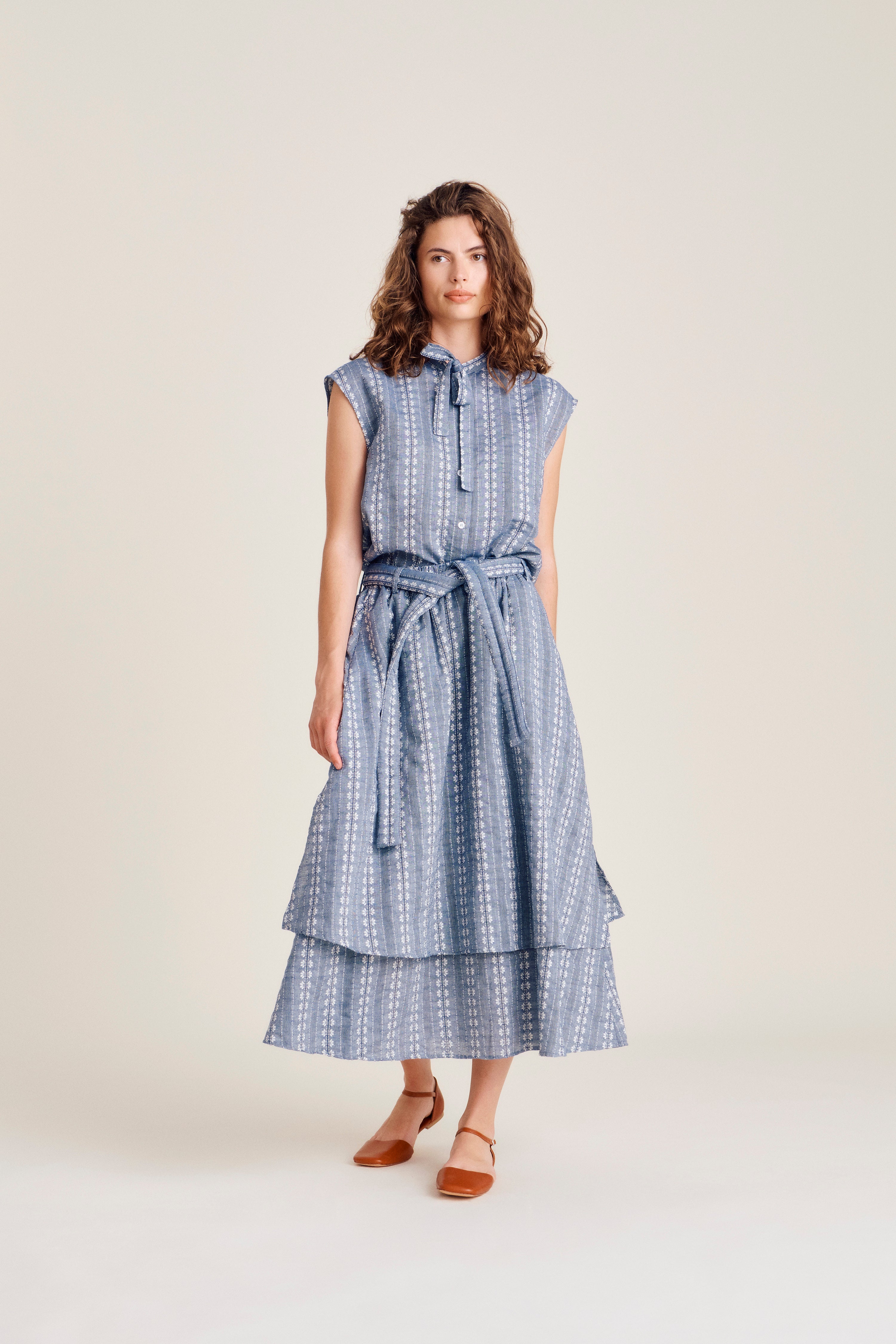nué notes Clayton Skirt Skirt 923 Chambray Stripe