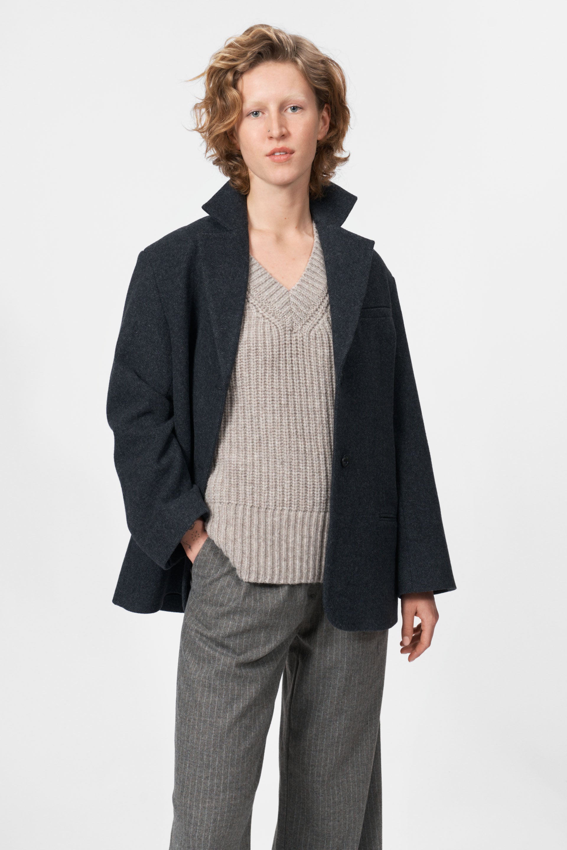 nué notes Ebert Blazer Outerwear 046 Charcoal Grey