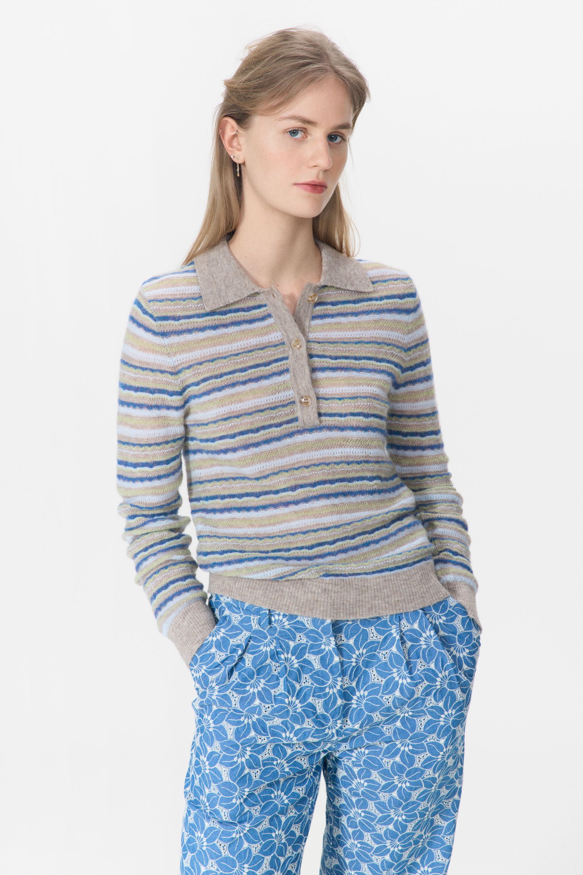 nué notes Falkirk Poloshirt Knitwear 972 Denim Stripe