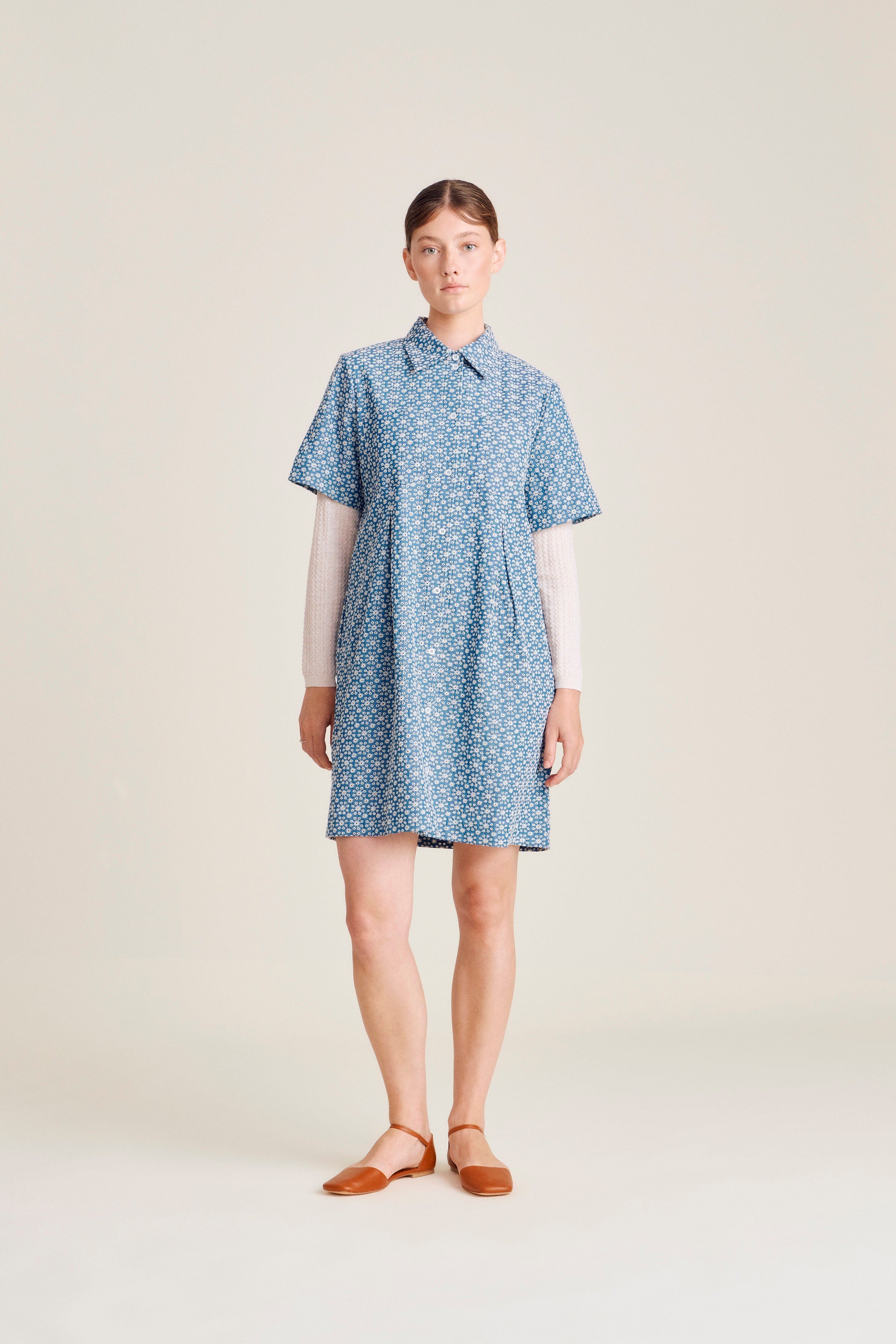 nué notes Florence Dress Dresses 565 White Flower Denim