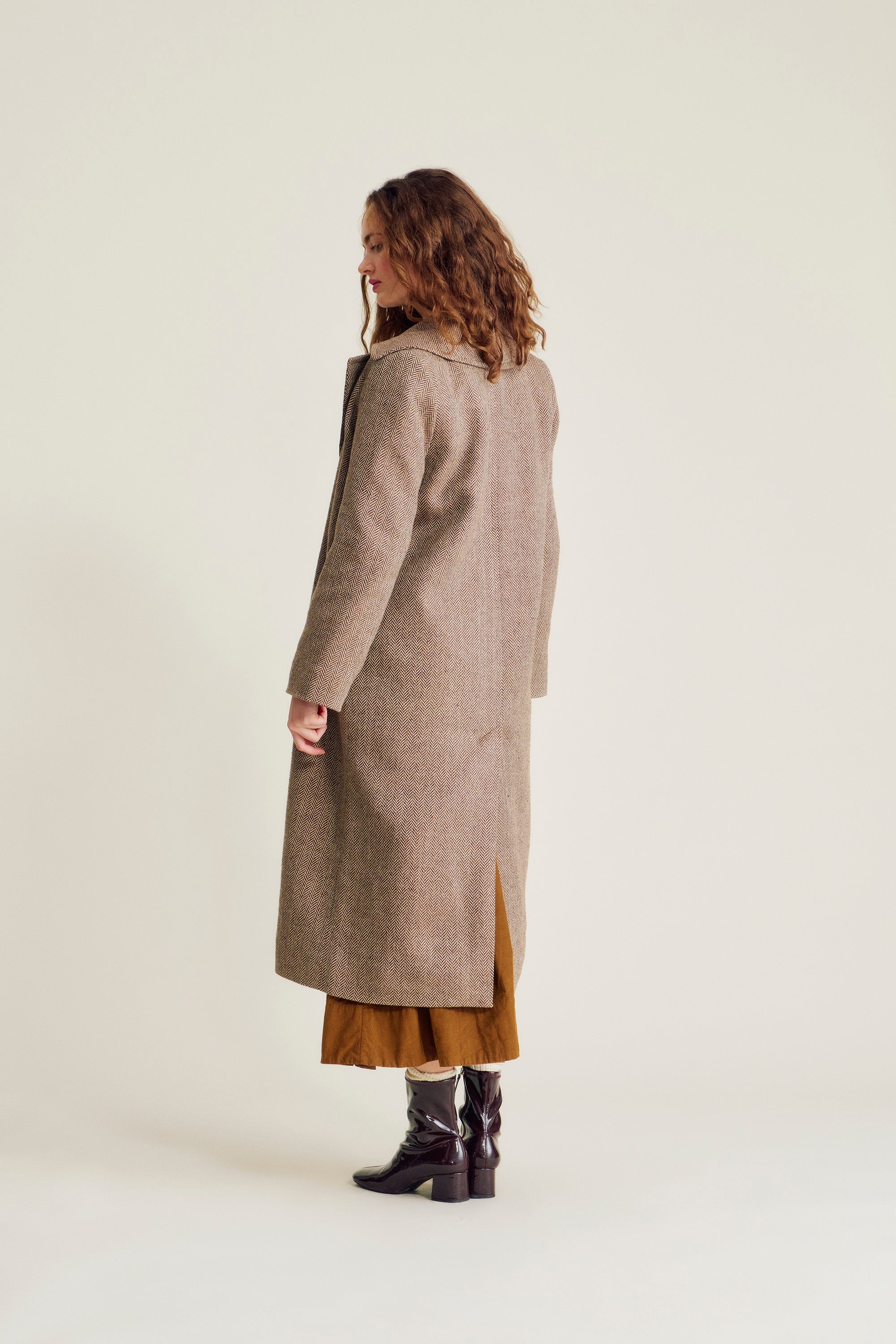nué notes Guernica Coat Blazer 747 Brown Herringbone