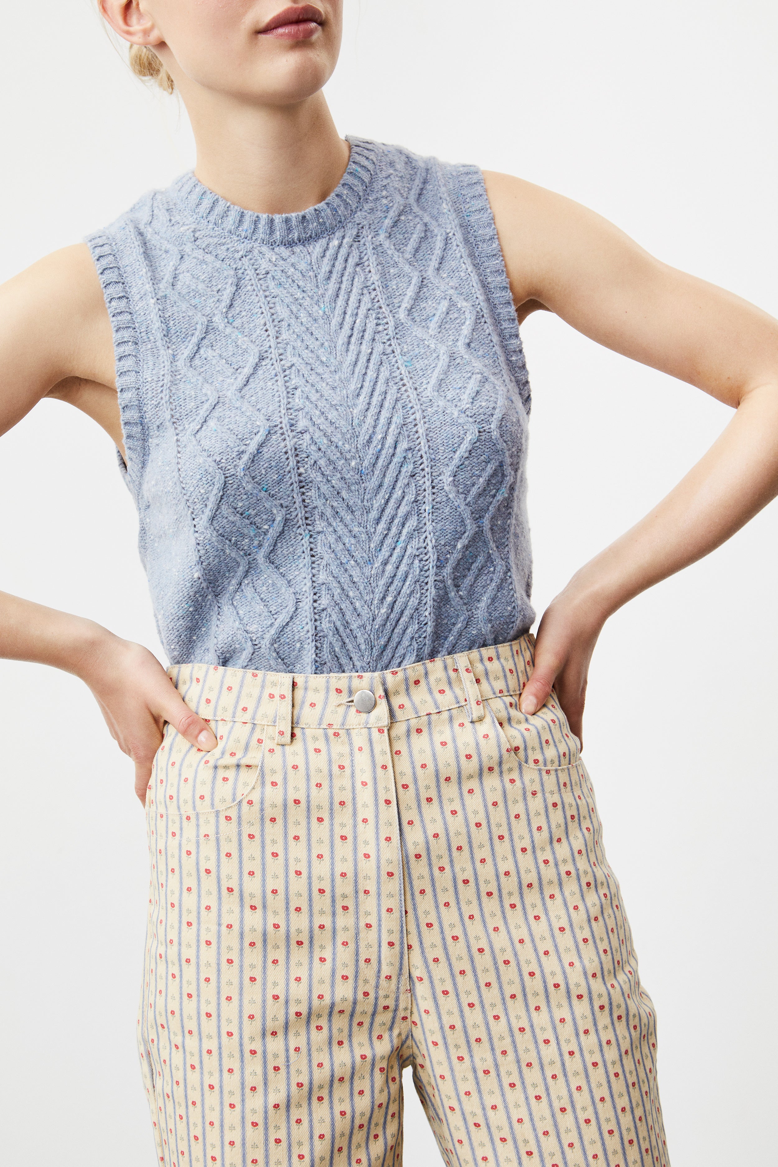 nué notes Khloe Vest - Provincial Blue Knitwear 466 Provincial Blue