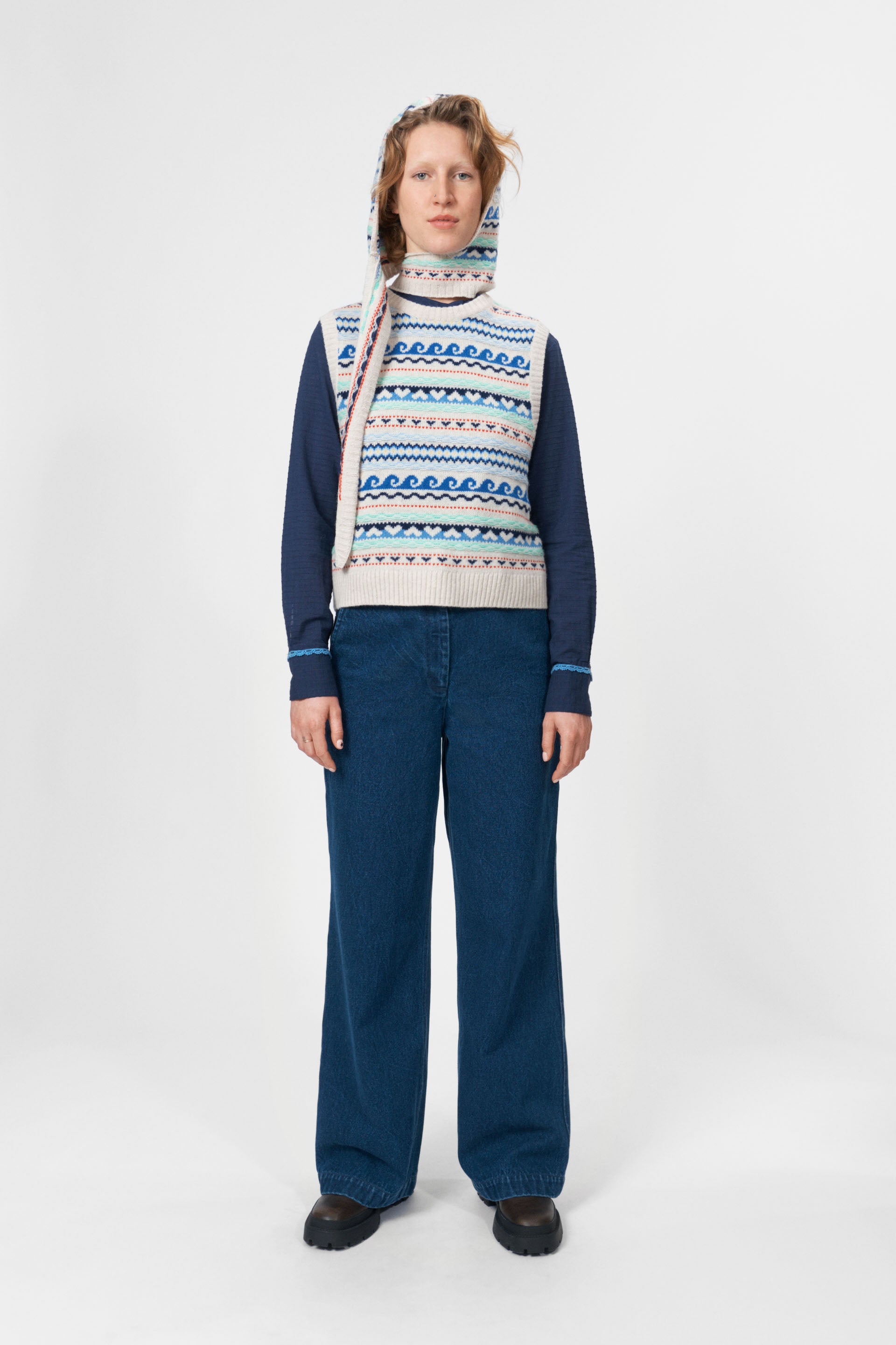 nué notes Malik Vest Knitwear 936 Egret Multi Knit