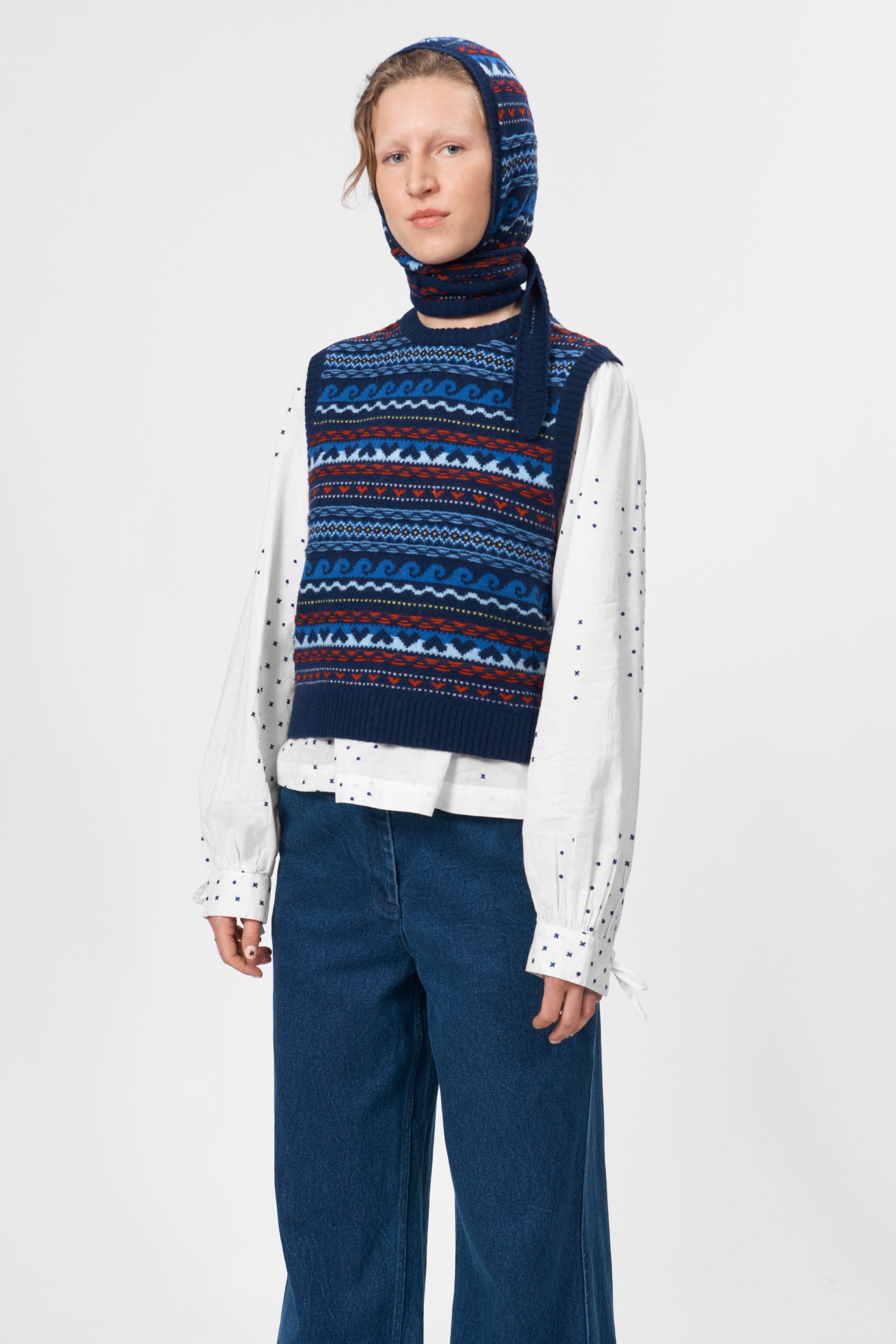 nué notes Malik Vest Knitwear 937 Navy Multi Knit