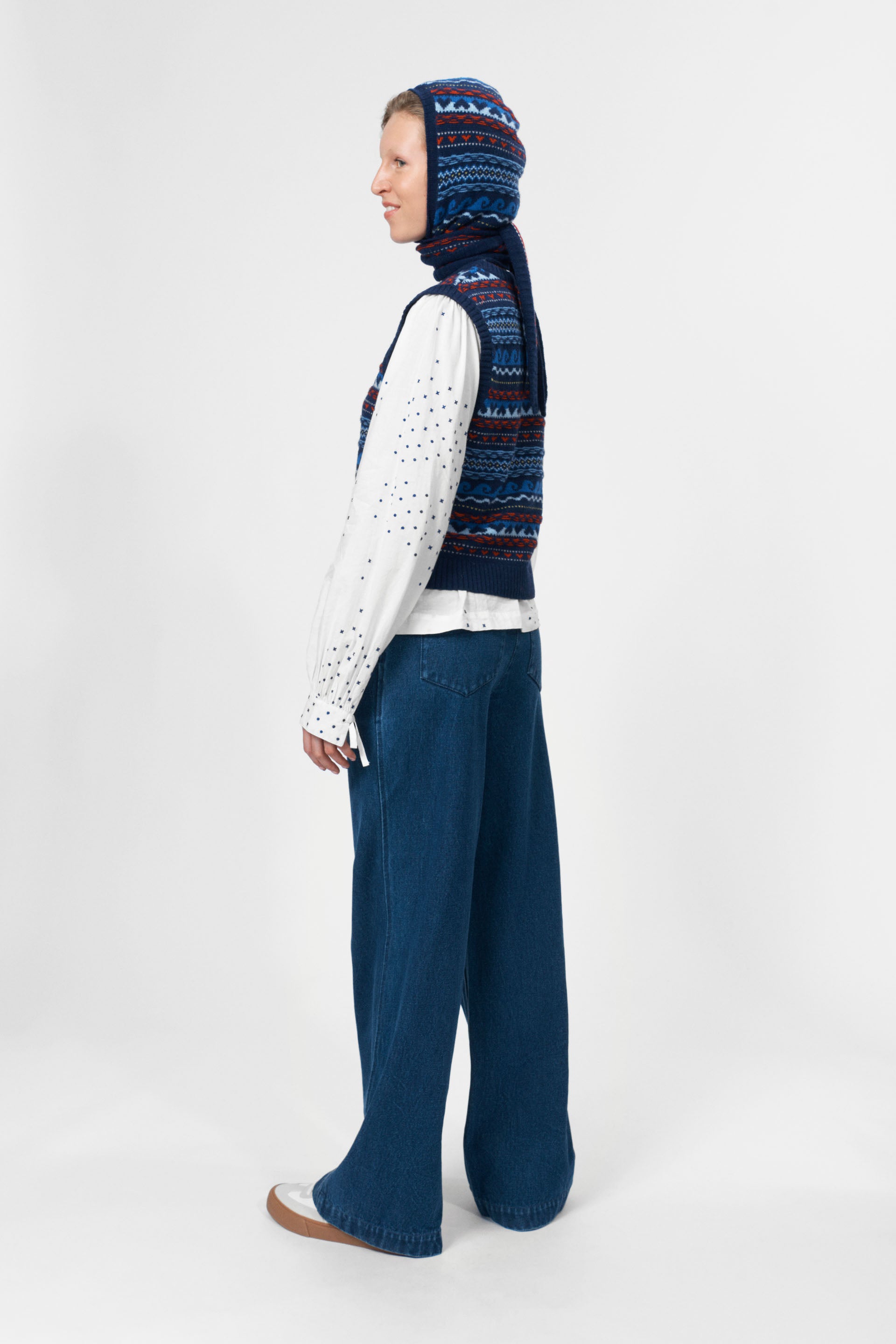 nué notes Malik Vest Knitwear 937 Navy Multi Knit