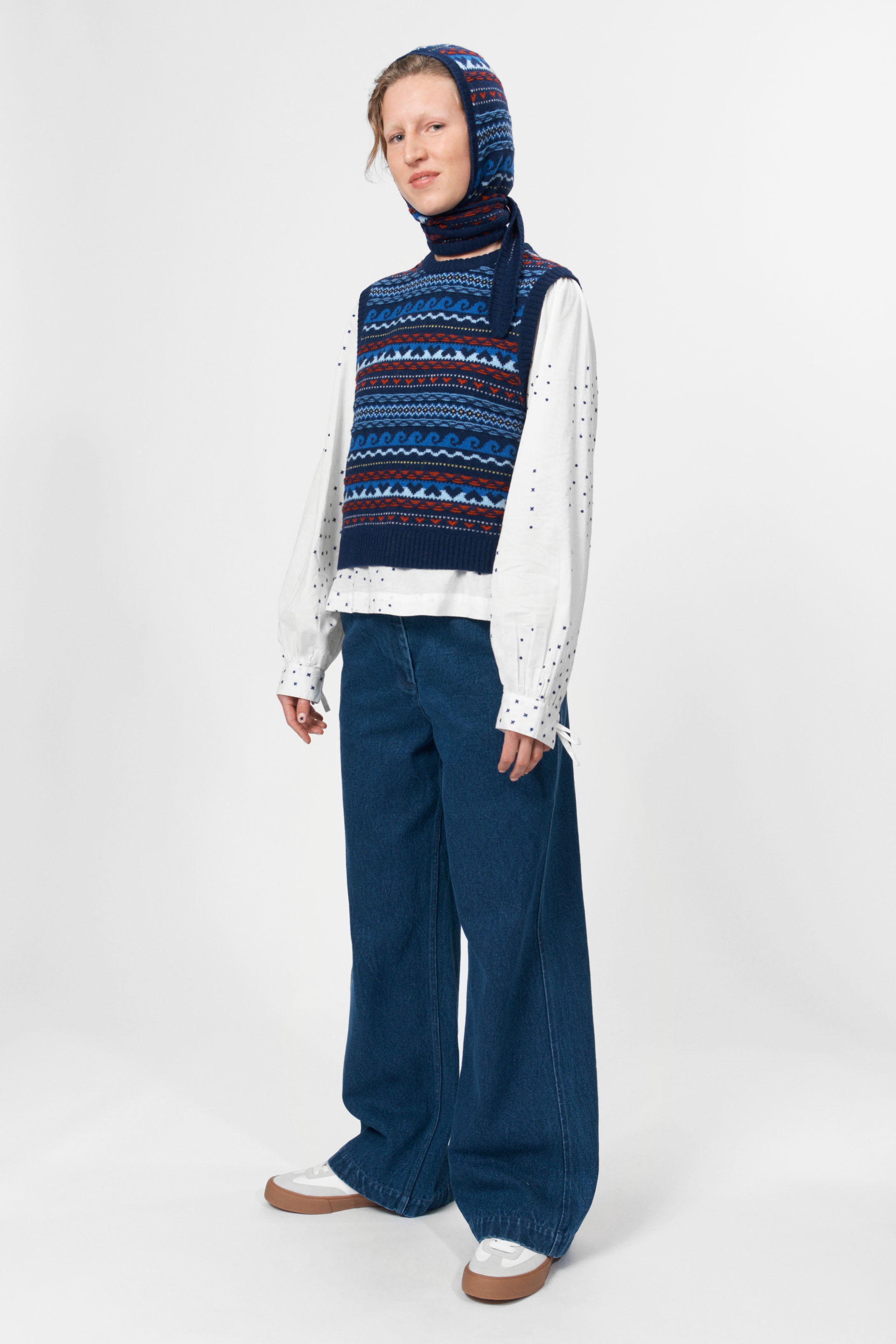 nué notes Malik Vest Knitwear 937 Navy Multi Knit