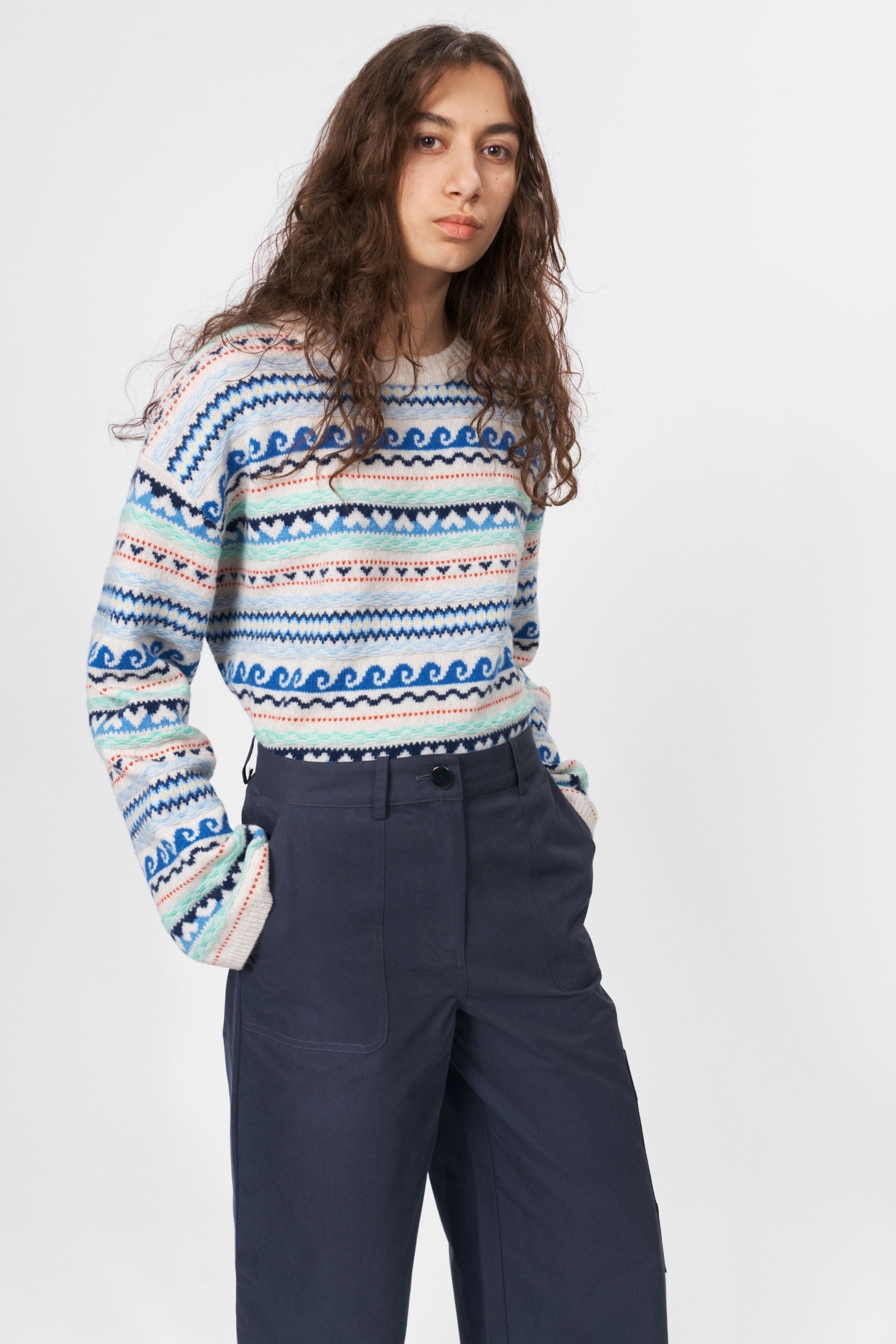 nué notes Milo Crewneck Knitwear 936 Egret Multi Knit