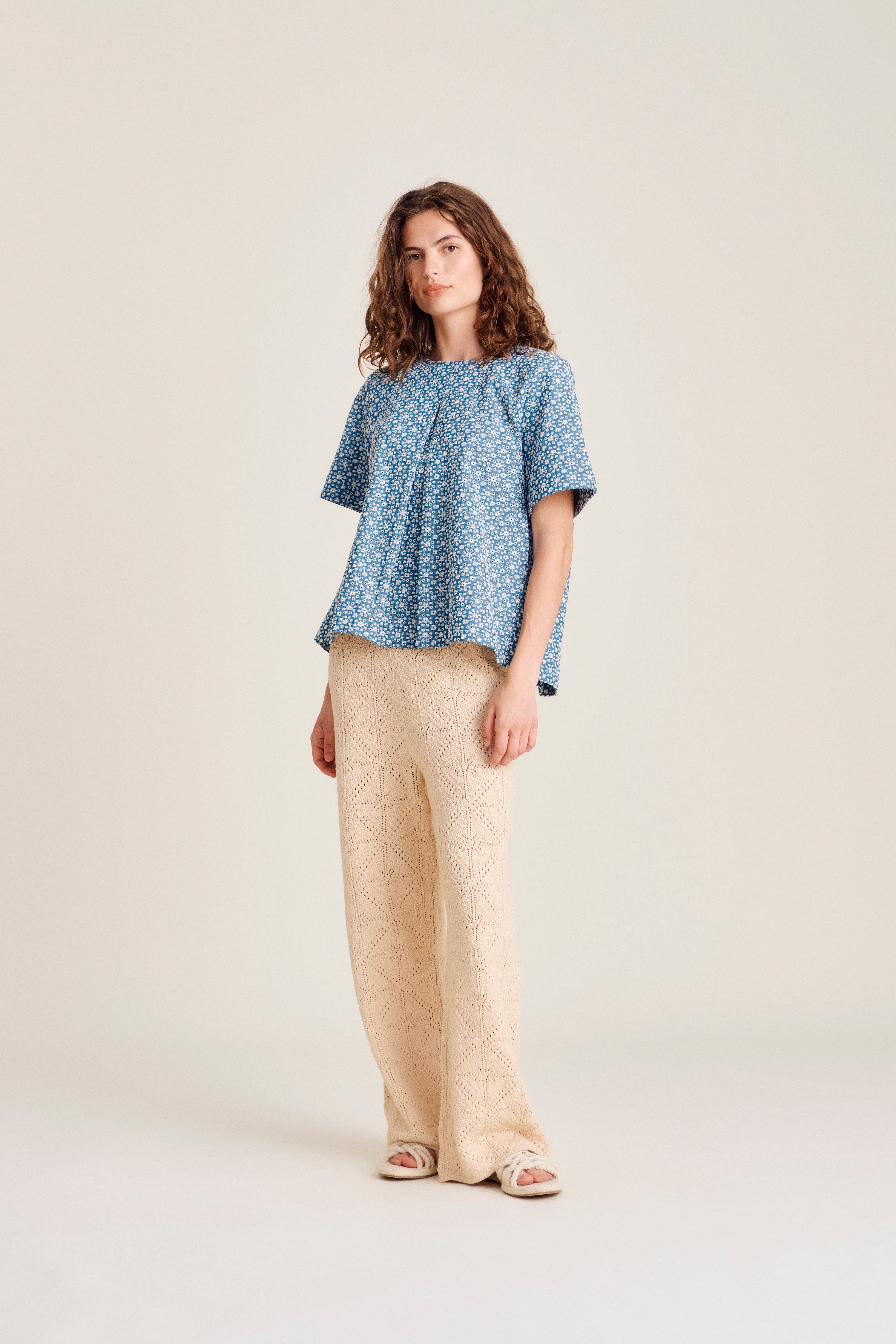 nué notes Montgomery Blouse Blouses 565 White Flower Denim