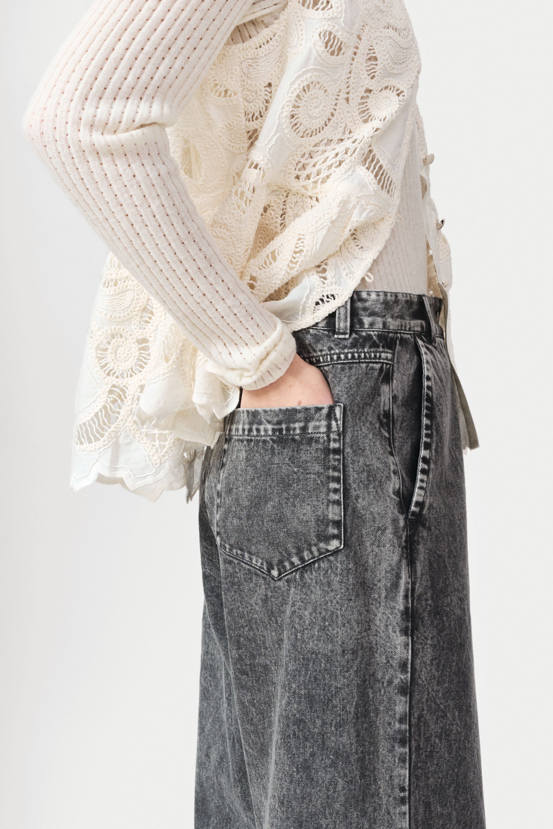 nué notes Porter Pants Pants 911 Black Marble