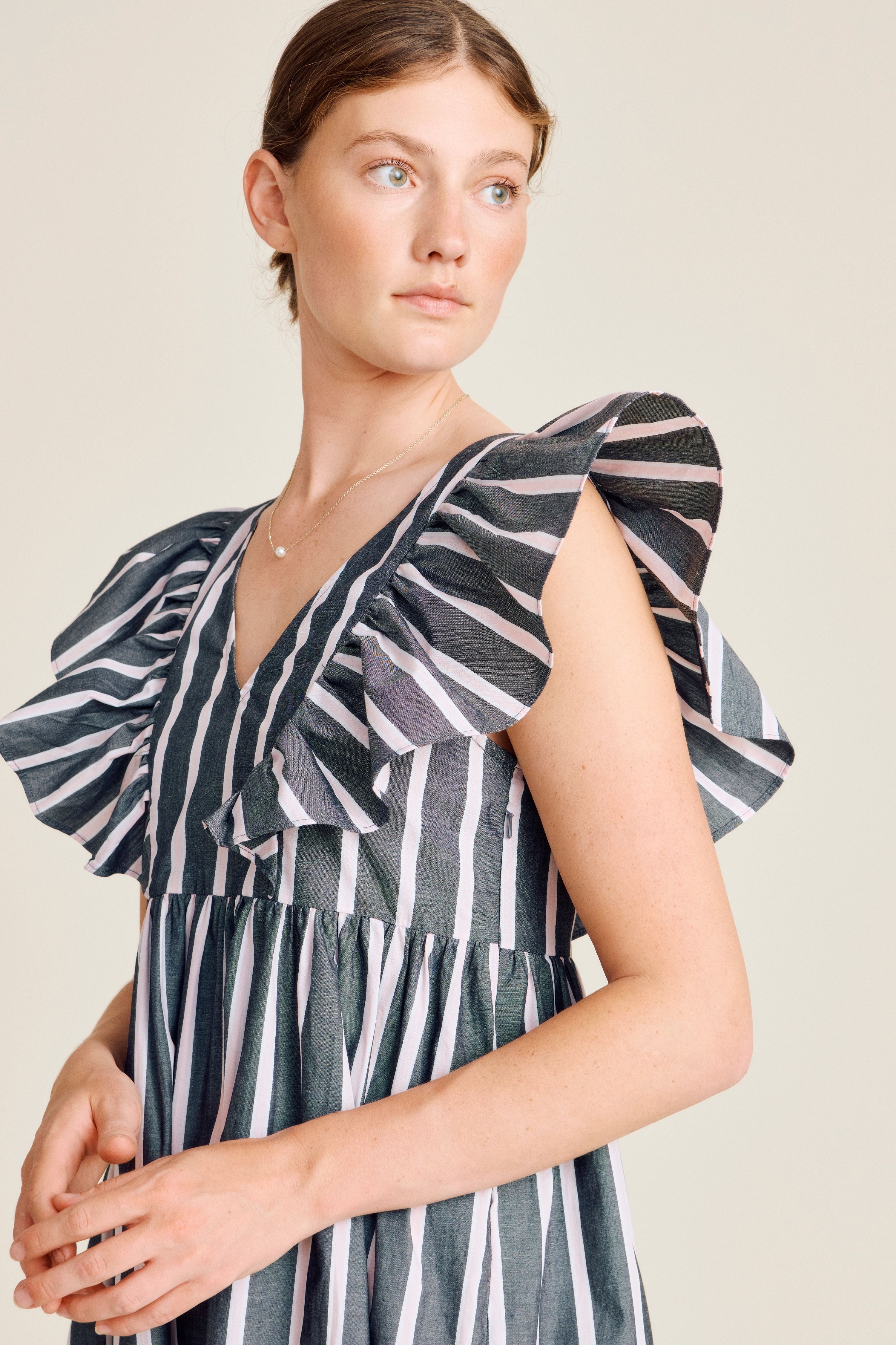 nué notes Salina Dress Dresses 954 Black Pink Stripe