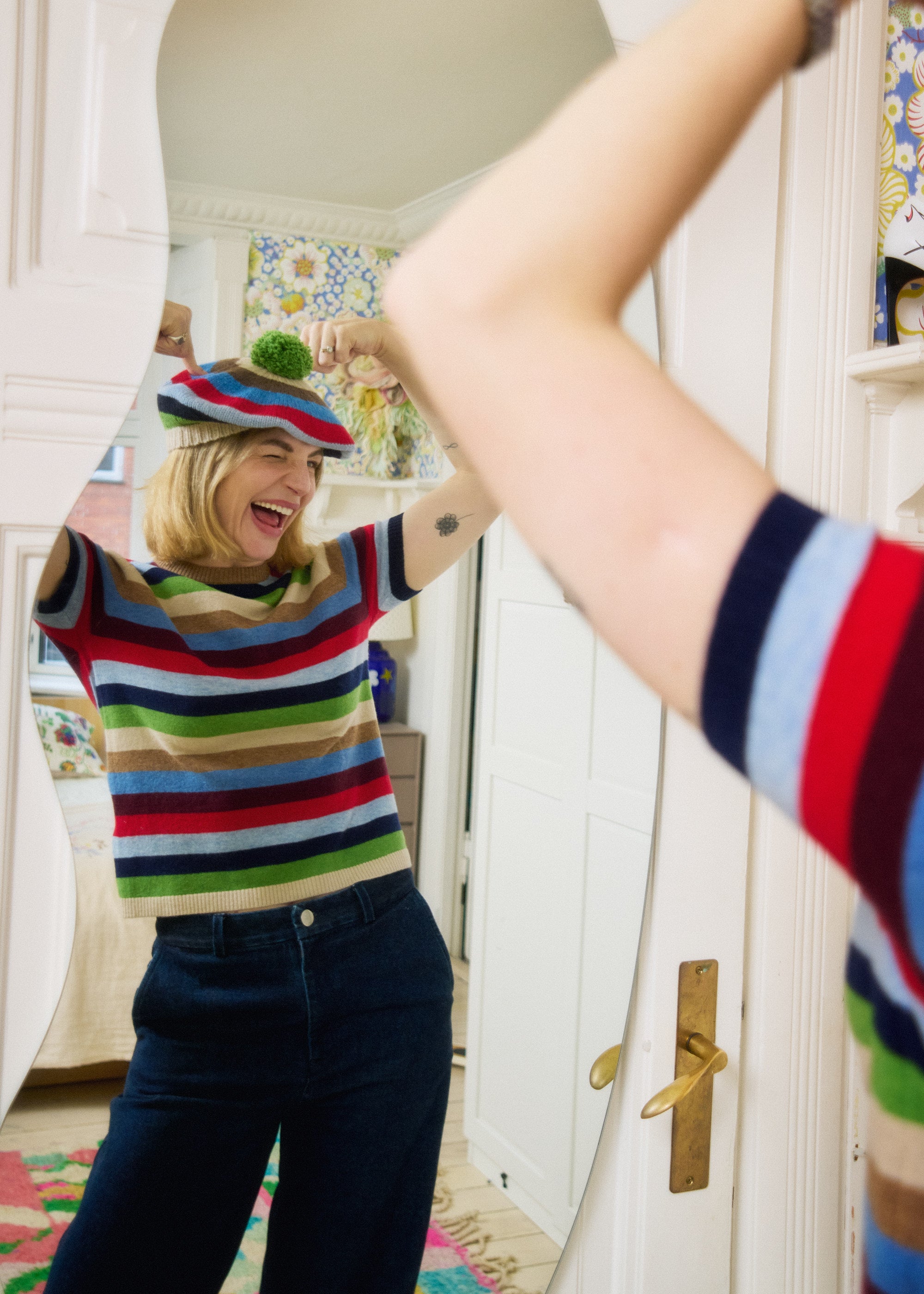nué notes Sarajevo Beret Beanie 965 Multi Stripe