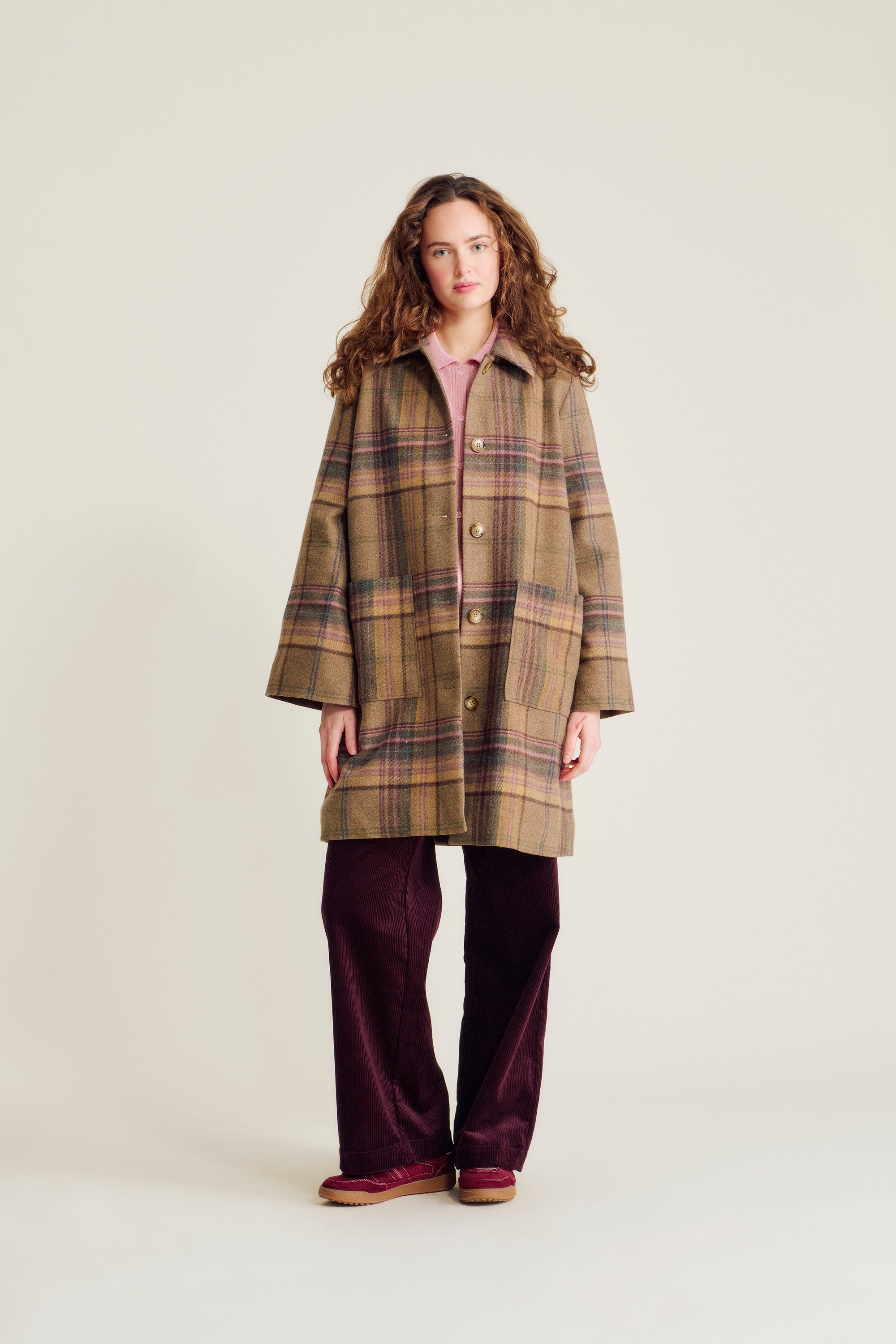 nué notes Soria Coat Jacket 914 Chestnut Pink Check