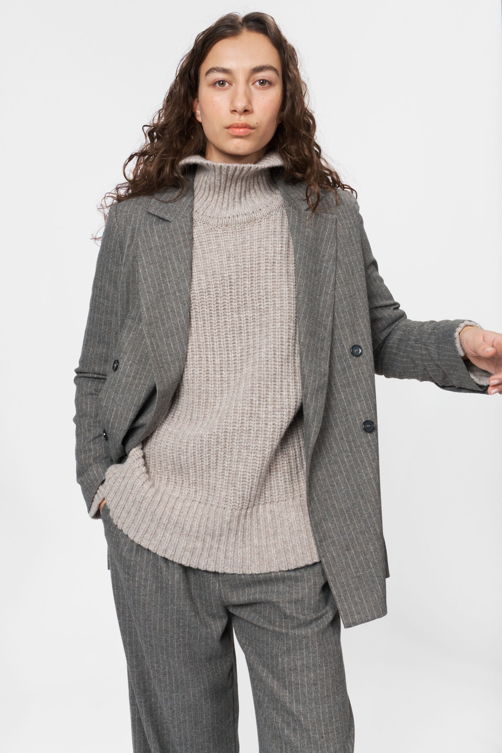 nué notes Tyler Blazer Outerwear 820 Multi Grey Stripe