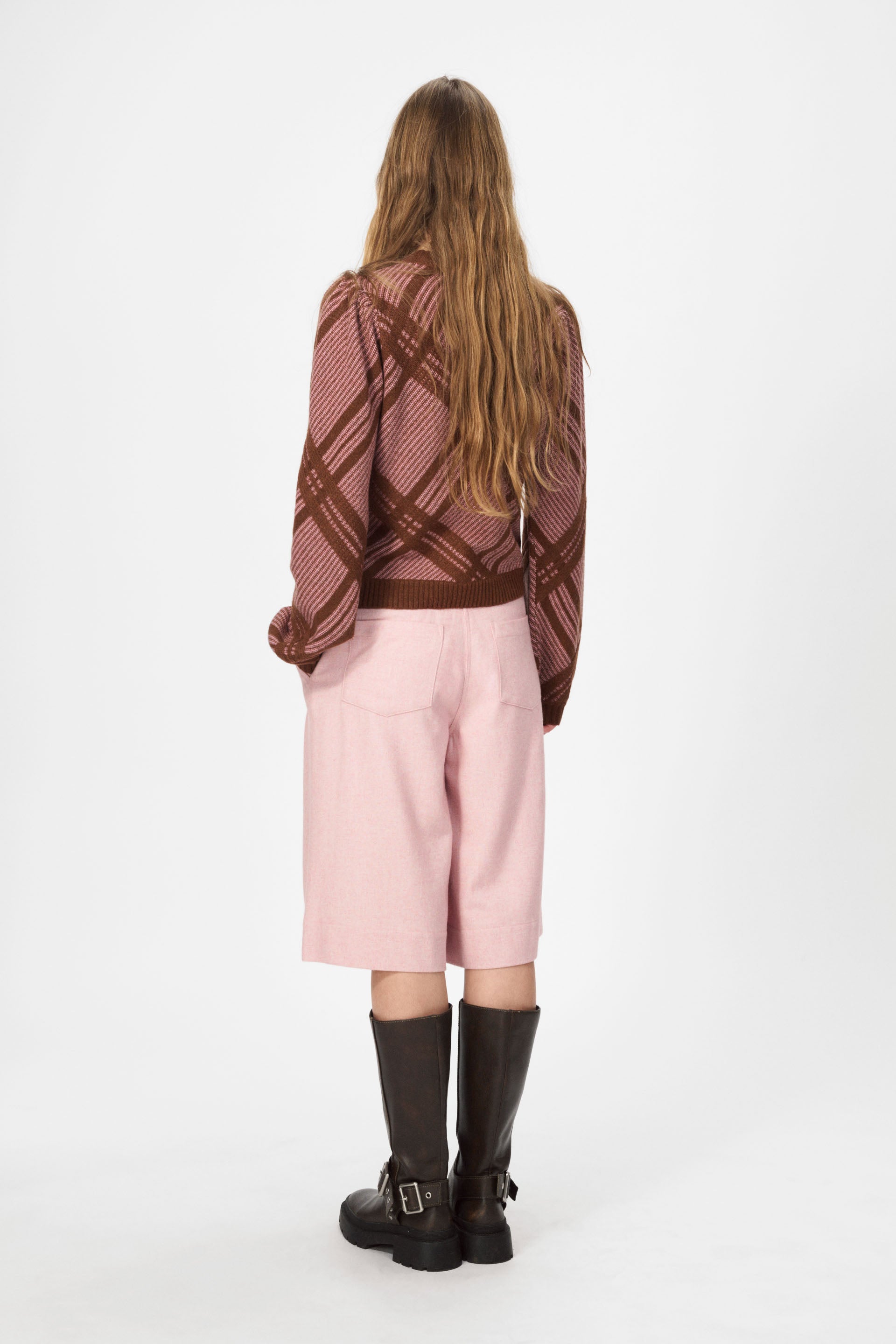 nué notes Vienna Crewneck Crewneck 914 Chestnut Pink Check