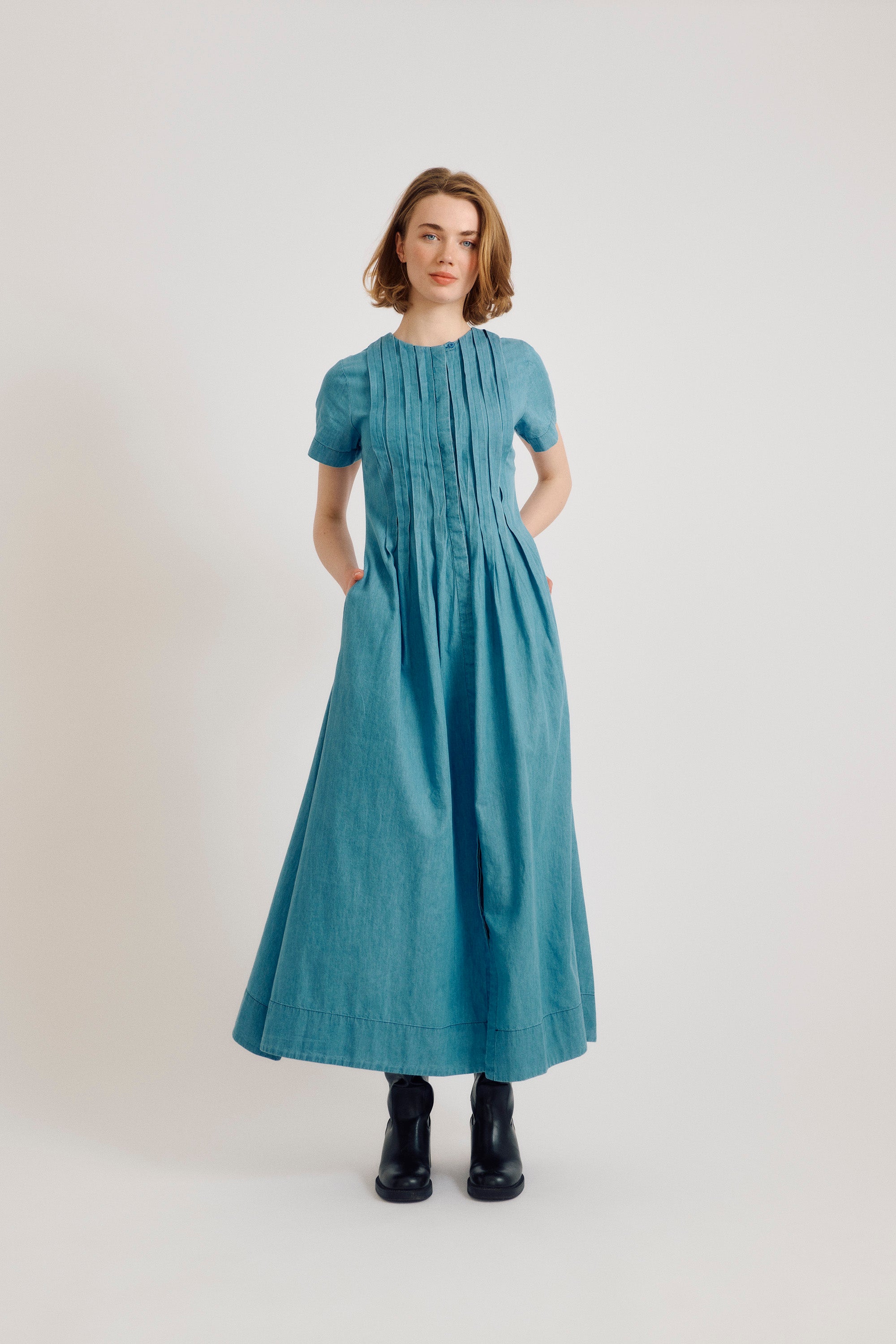 nué notes Ackas Shirt Dress 406 Denim Blue
