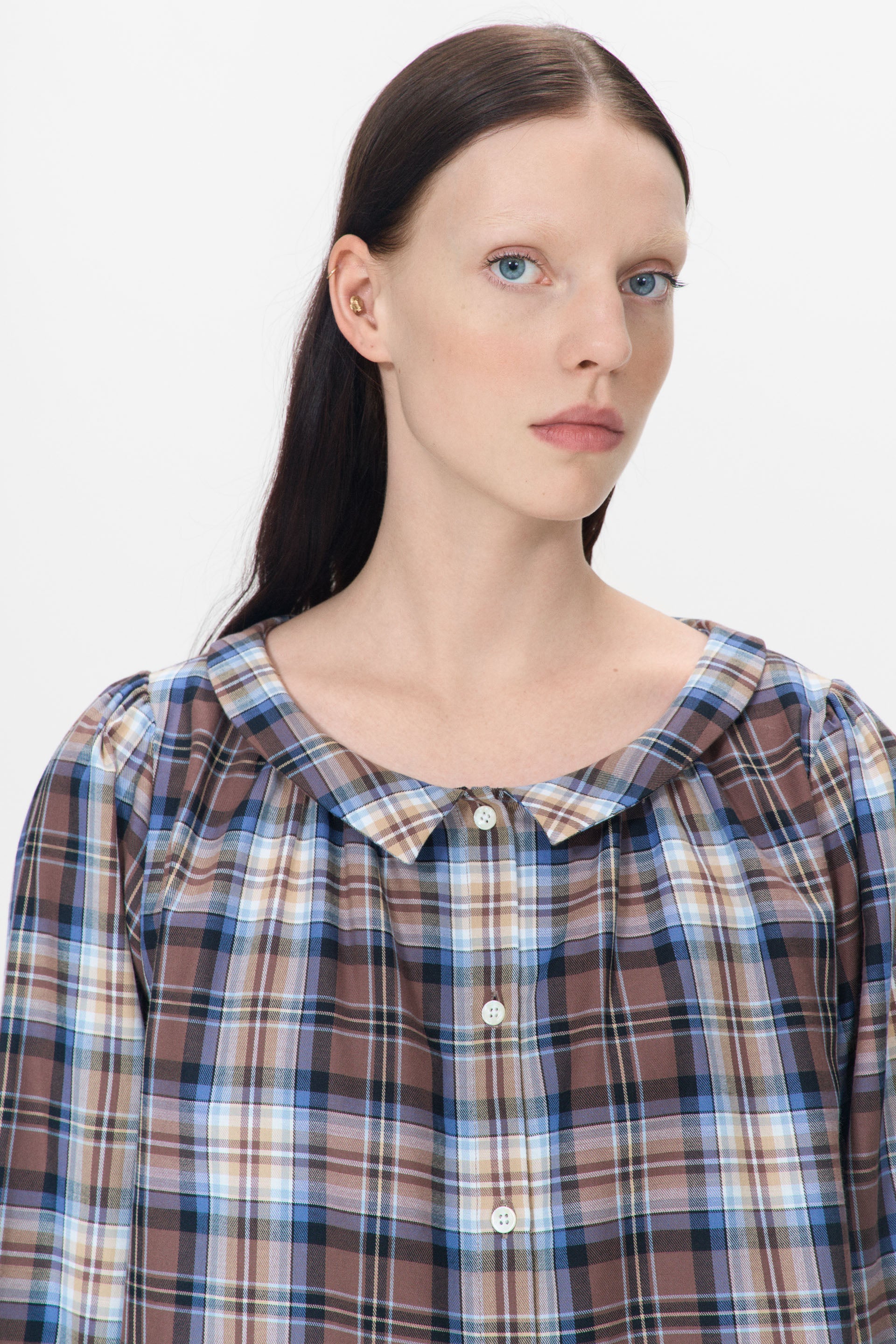 nué notes Asmara Shirt Shirts 762 Camel Blue Tartan