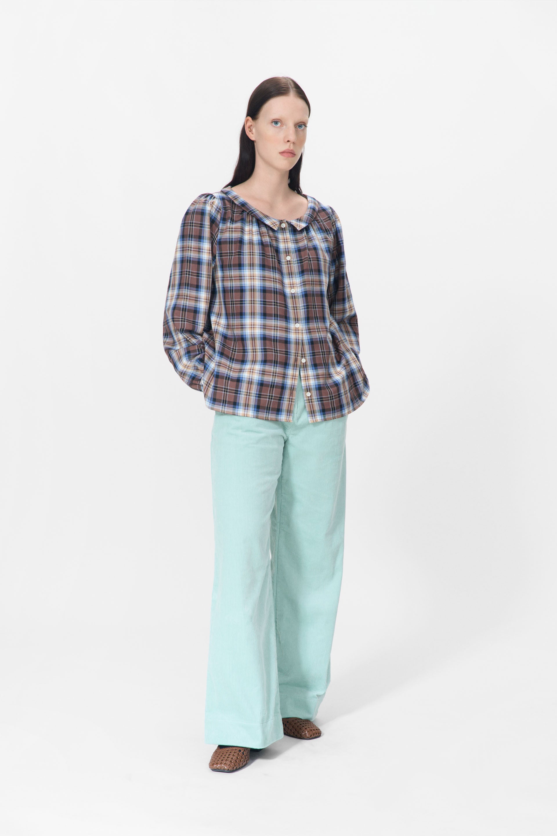 nué notes Asmara Shirt Shirts 762 Camel Blue Tartan