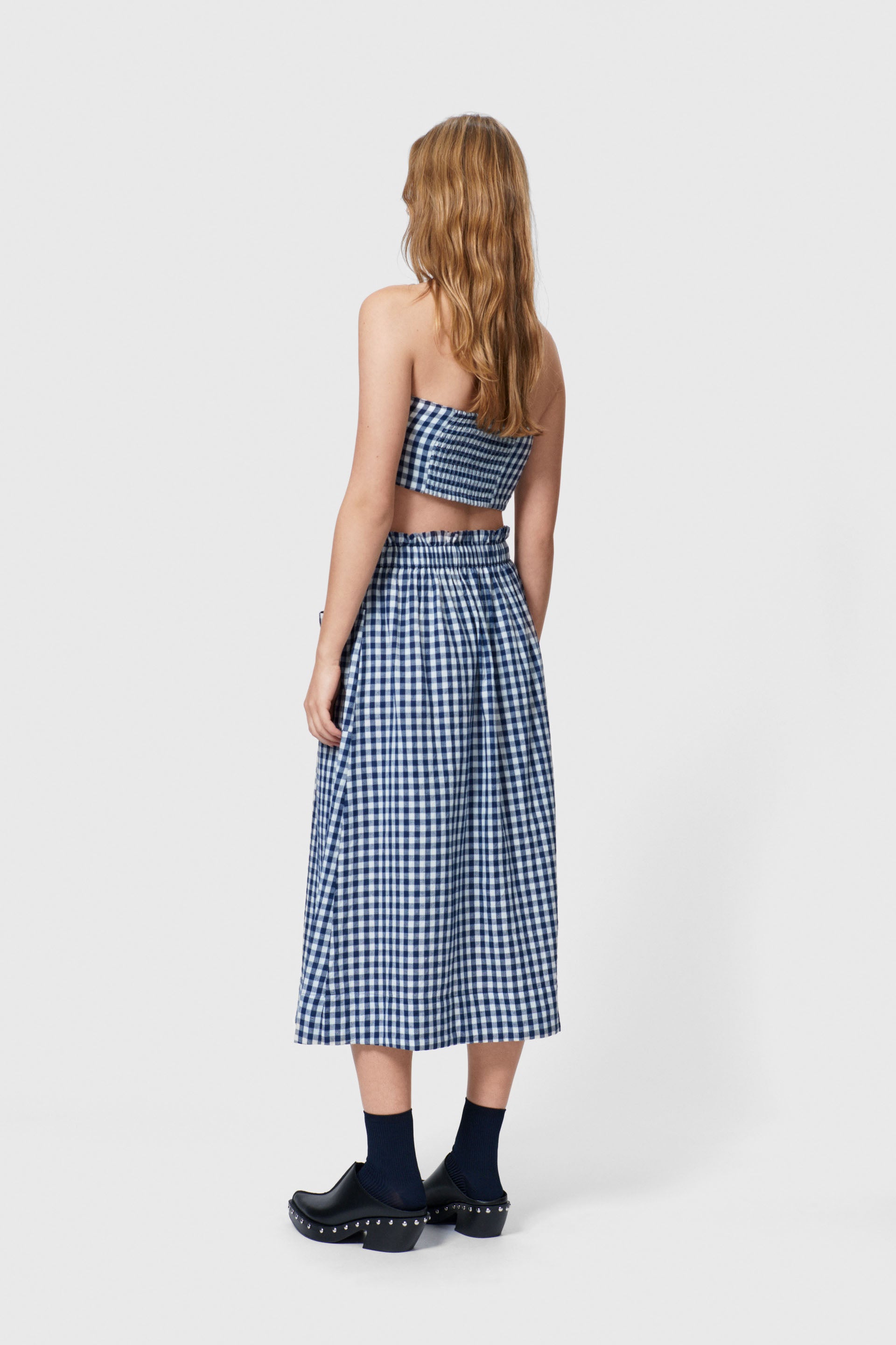 Blue check skirt best sale