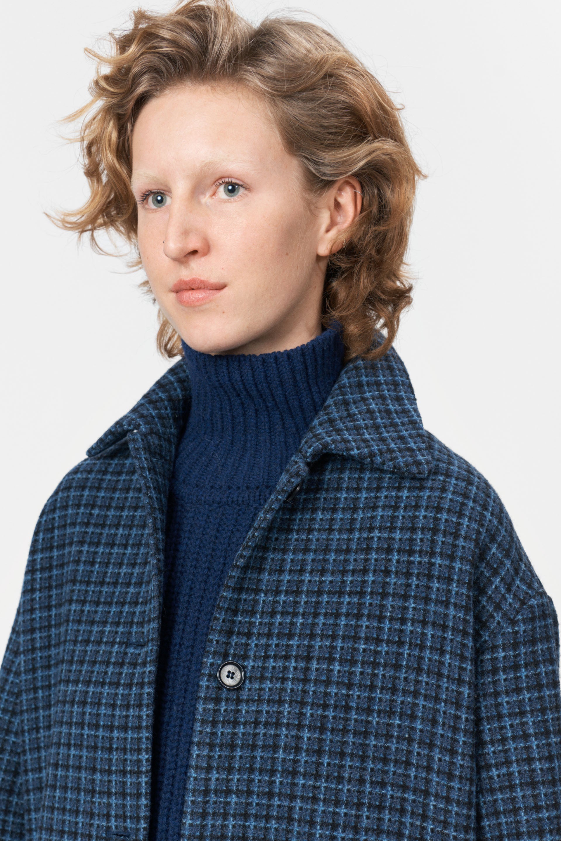 nué notes Basim Coat Outerwear 543 Navy Check