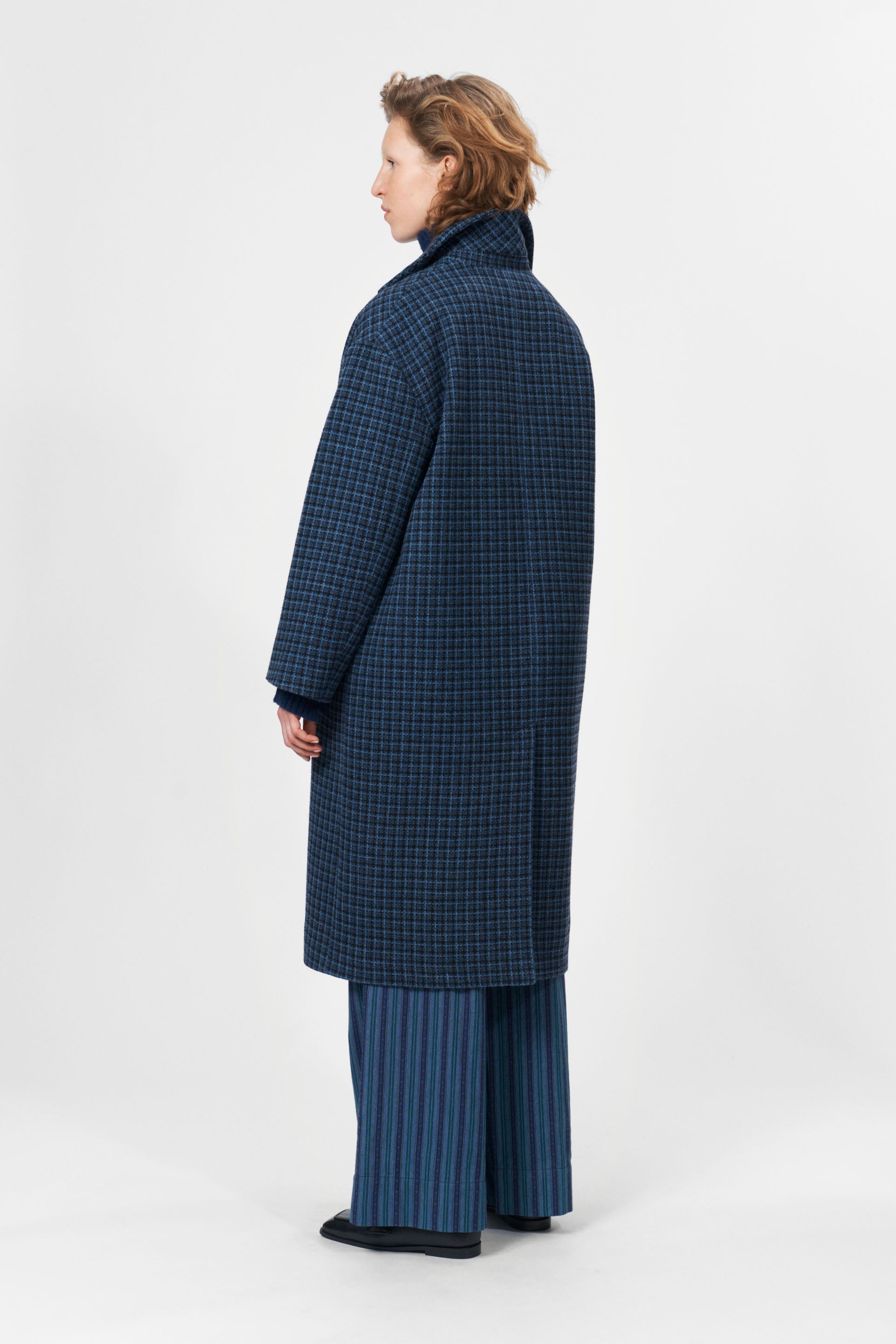 nué notes Basim Coat Outerwear 543 Navy Check