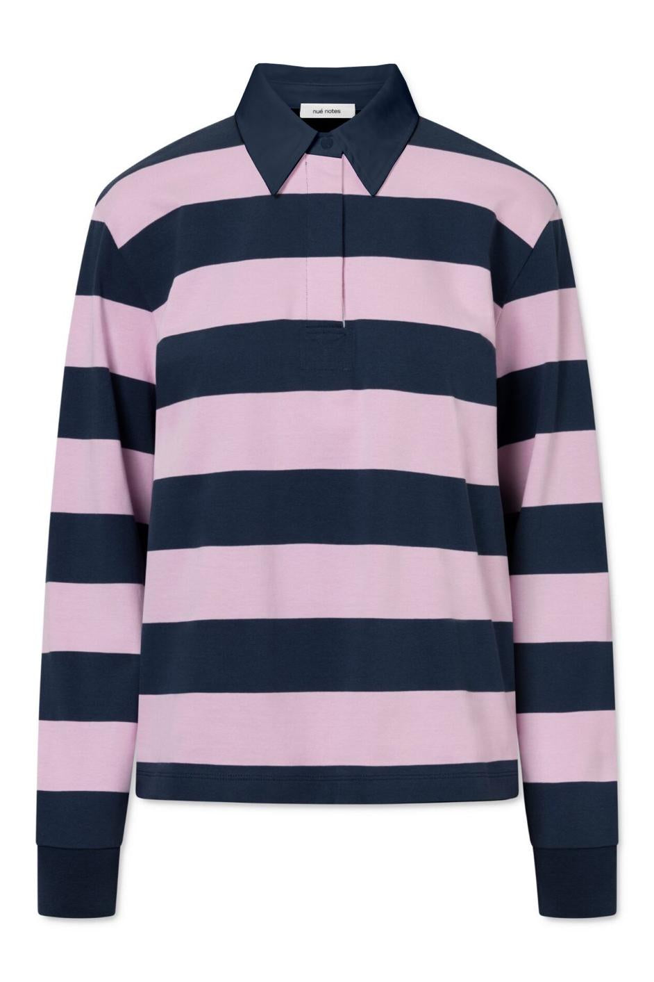nué notes Bratislava Poloshirt Polo Shirts 967 Navy Pink Stripe