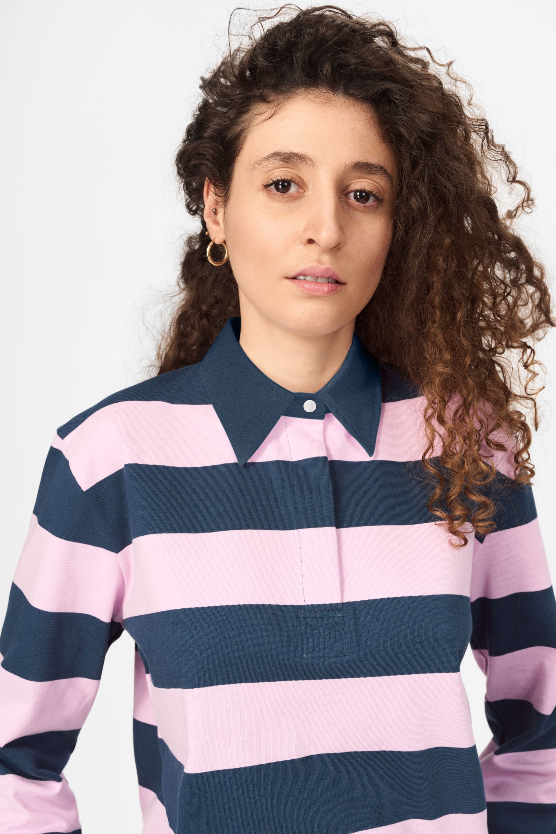 nué notes Bratislava Poloshirt Polo Shirts 967 Navy Pink Stripe
