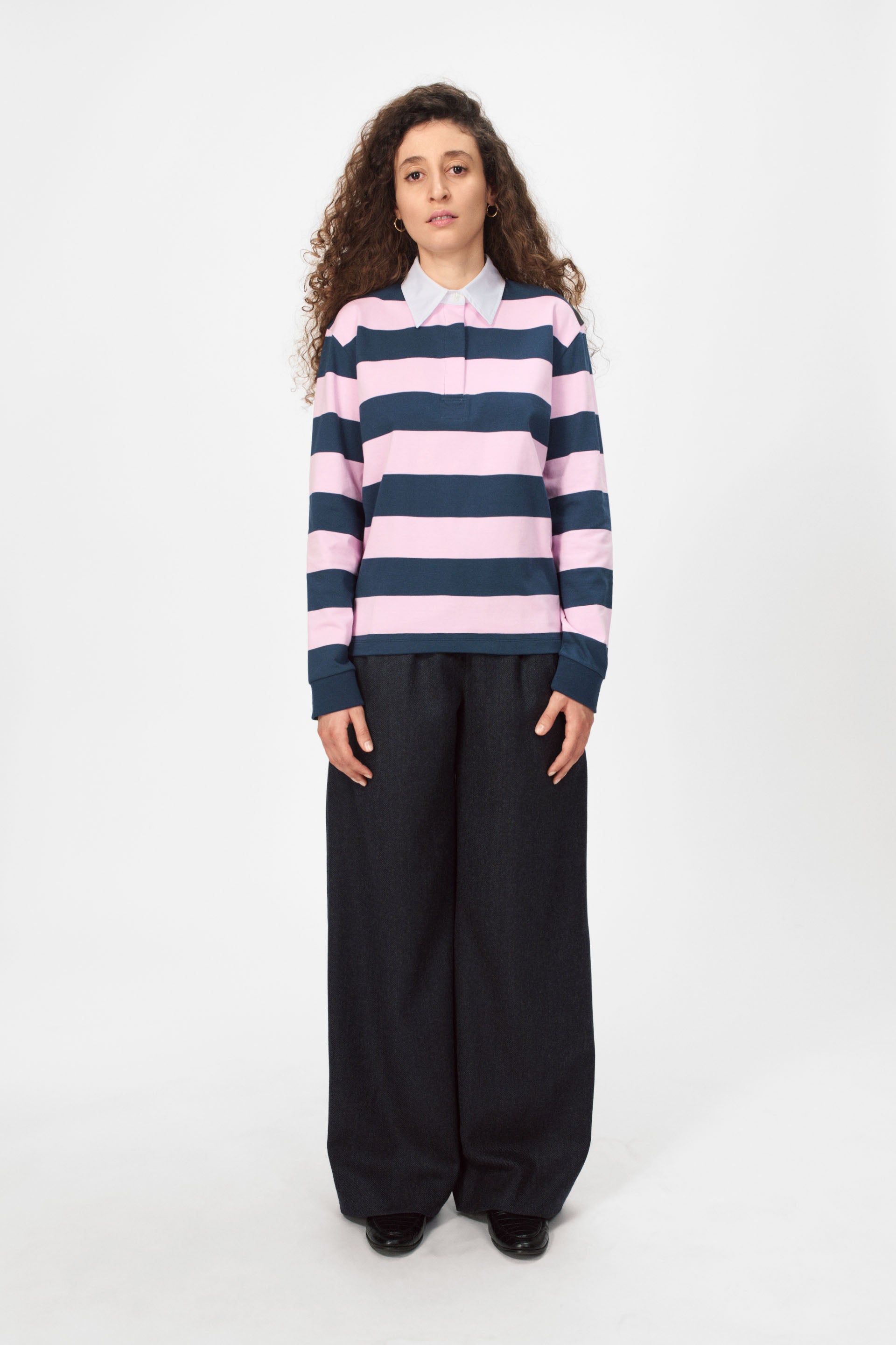 nué notes Bratislava Poloshirt Polo Shirts 967 Navy Pink Stripe