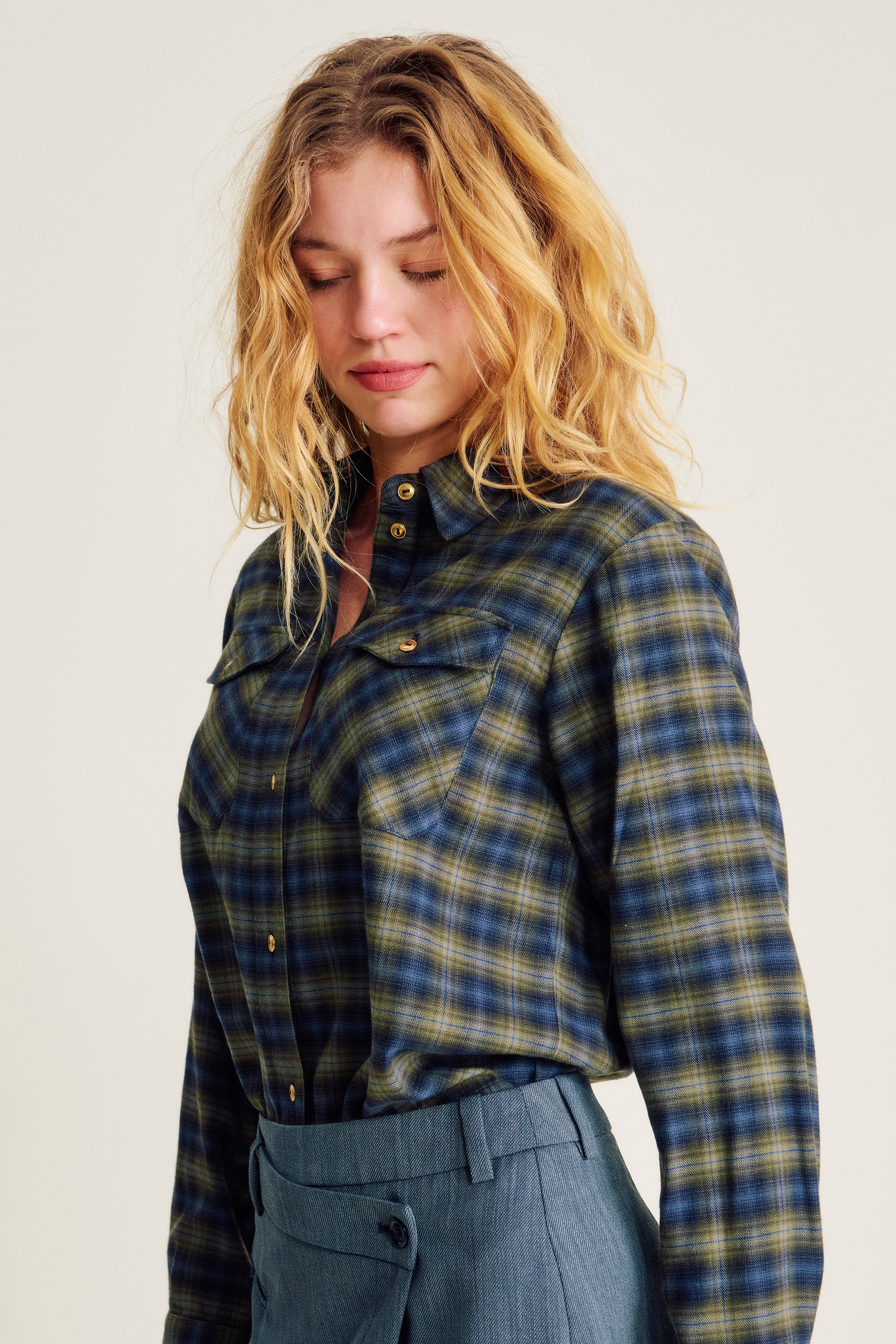 nué notes Brossard Shirt Shirt 943 Green Check