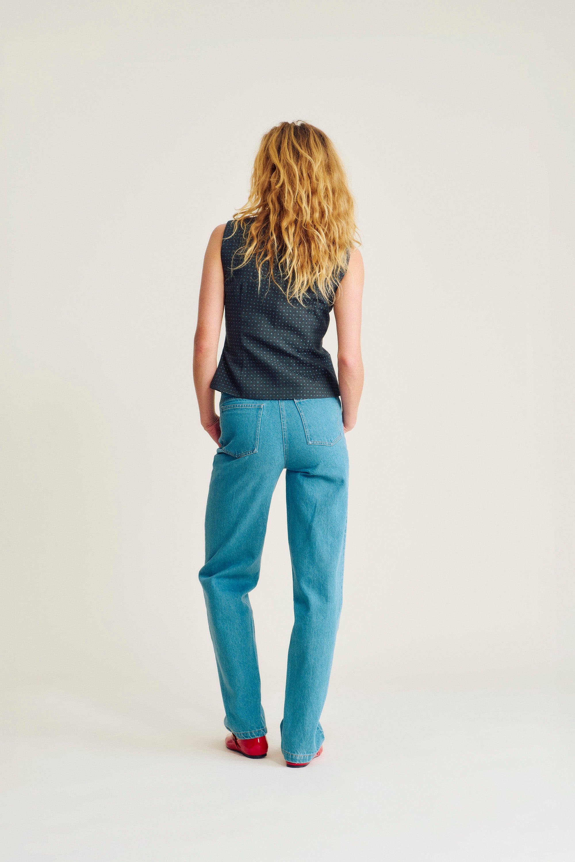 nué notes Browerville Vest Vest 069 Grey Azure Dot