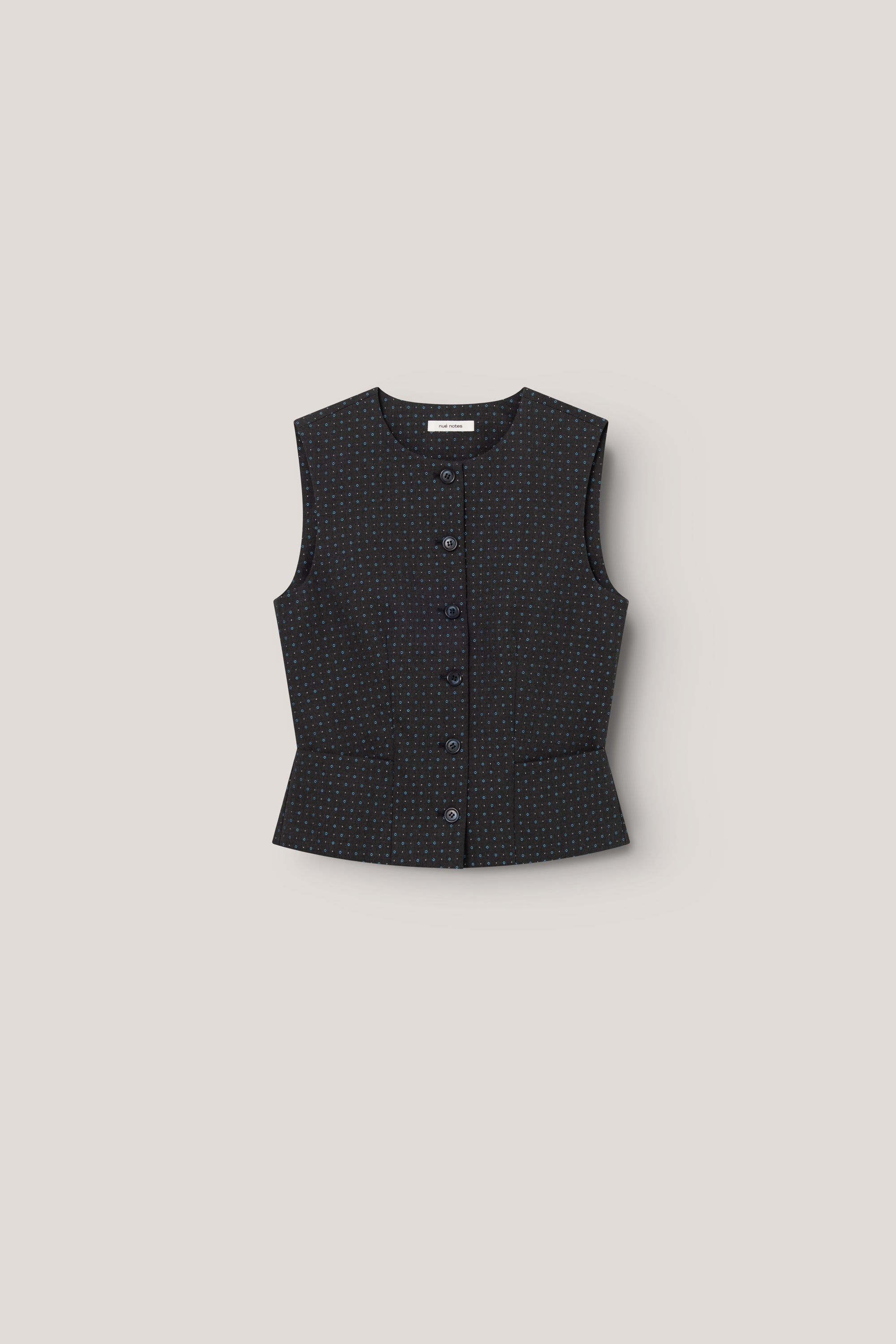 nué notes Browerville Vest Vest 069 Grey Azure Dot
