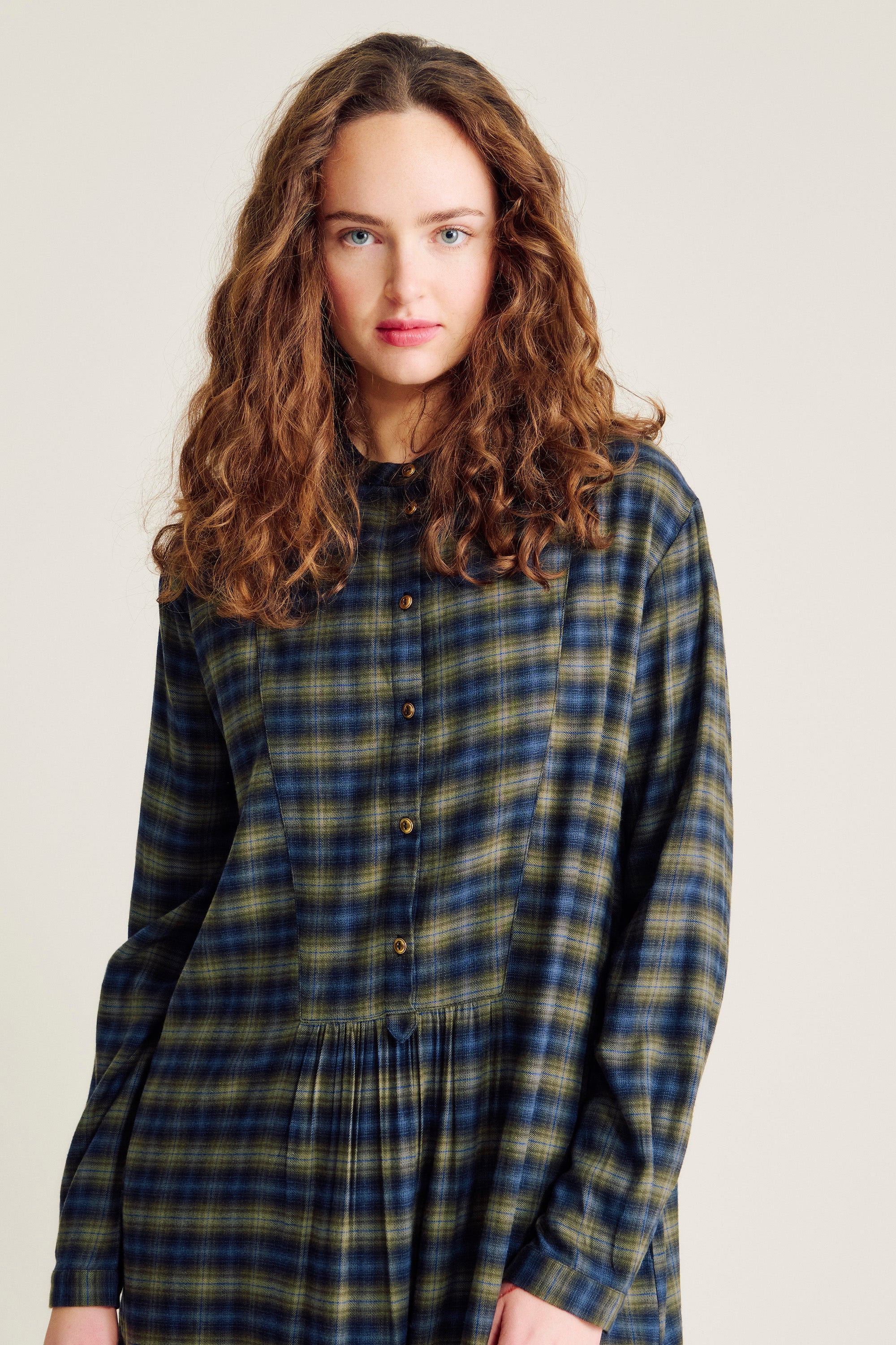 nué notes Chambly Dress Dress 943 Green Check