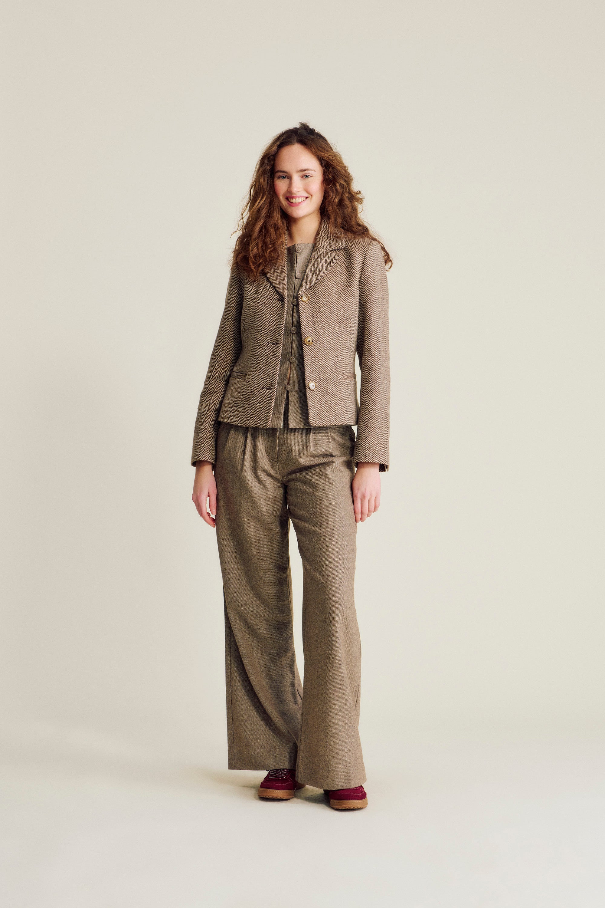 nué notes Clermont Blazer Blazer 747 Brown Herringbone