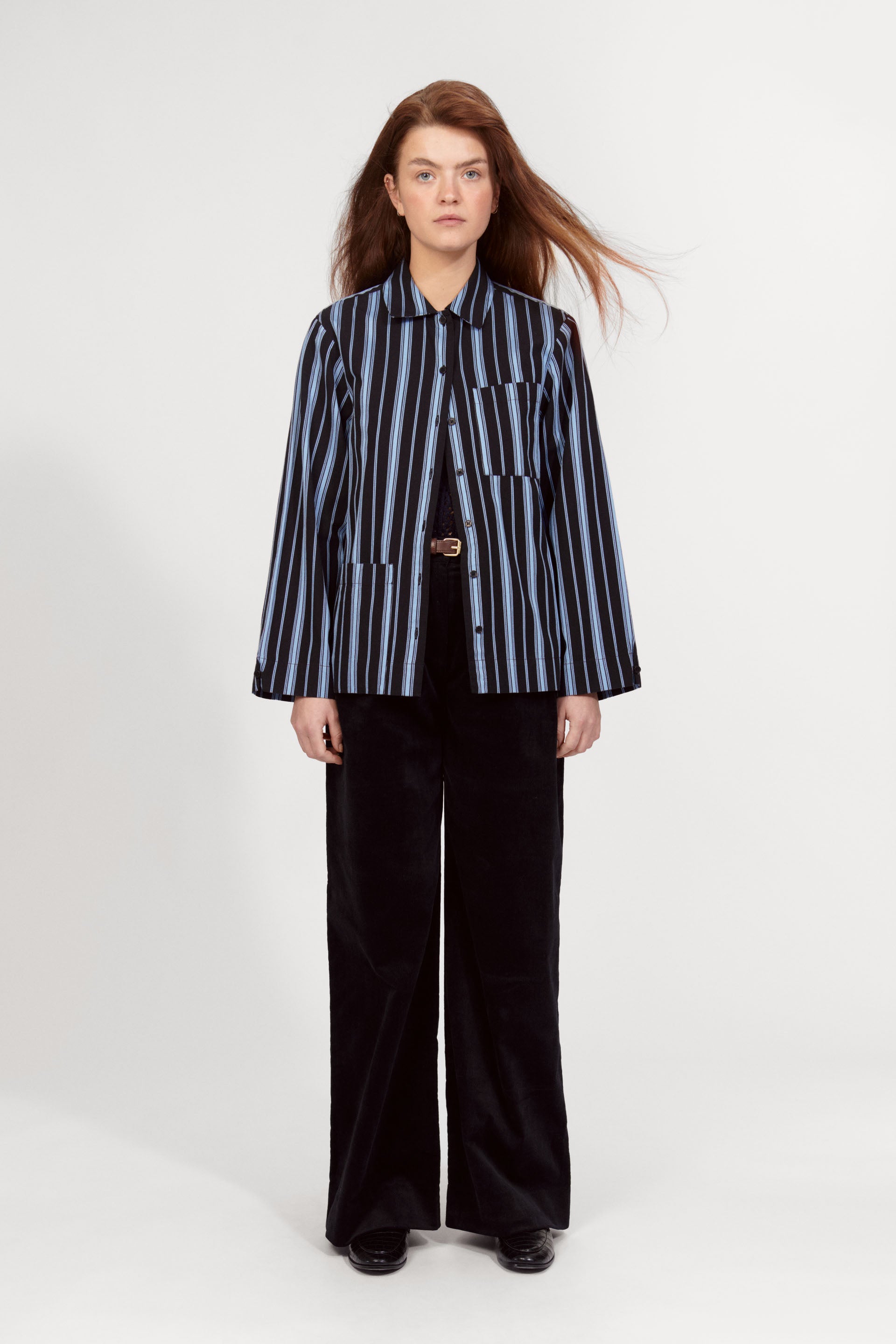 nué notes Clovis Shirt Shirts 550 Dark Blue Stripe
