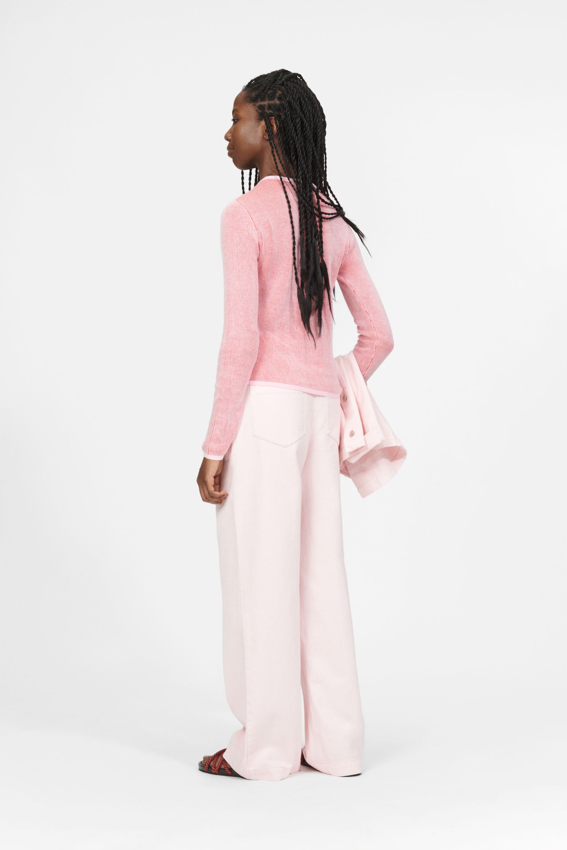 nué notes Colorado Crewneck Knitwear 955 Red Pink Stripe