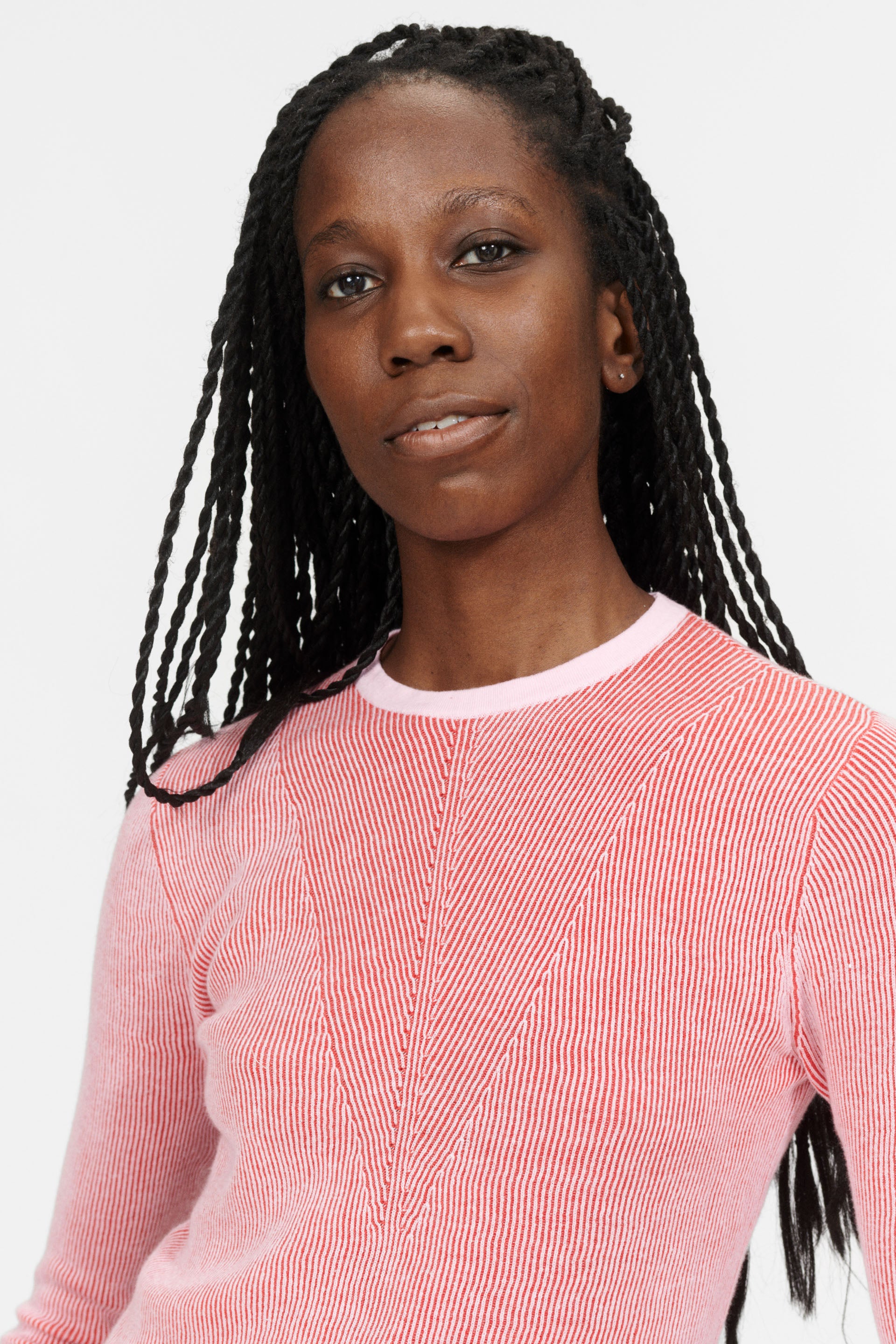 nué notes Colorado Crewneck Knitwear 955 Red Pink Stripe