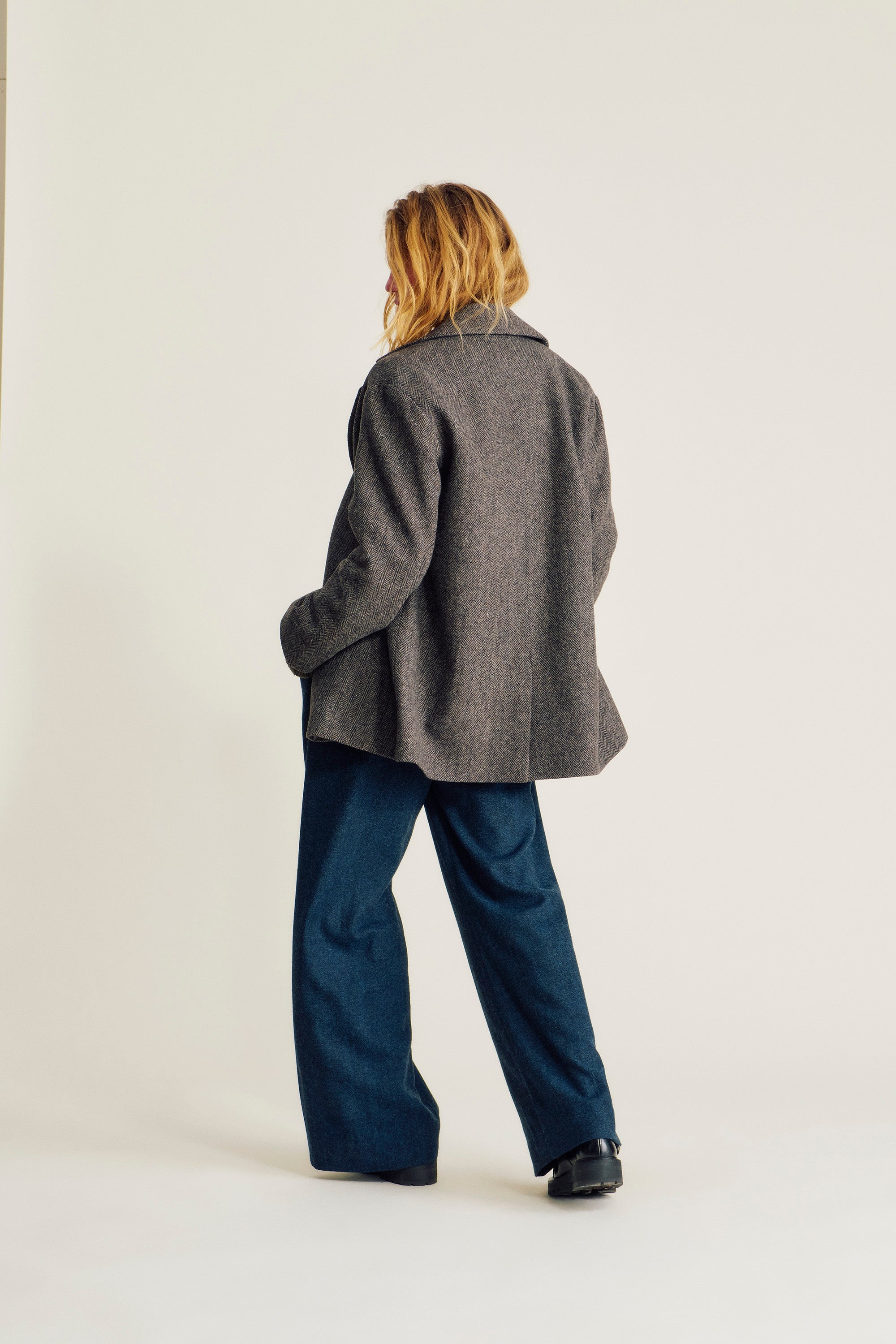 nué notes Edmonton Coat Coat 768 Dark Brown Herringbone