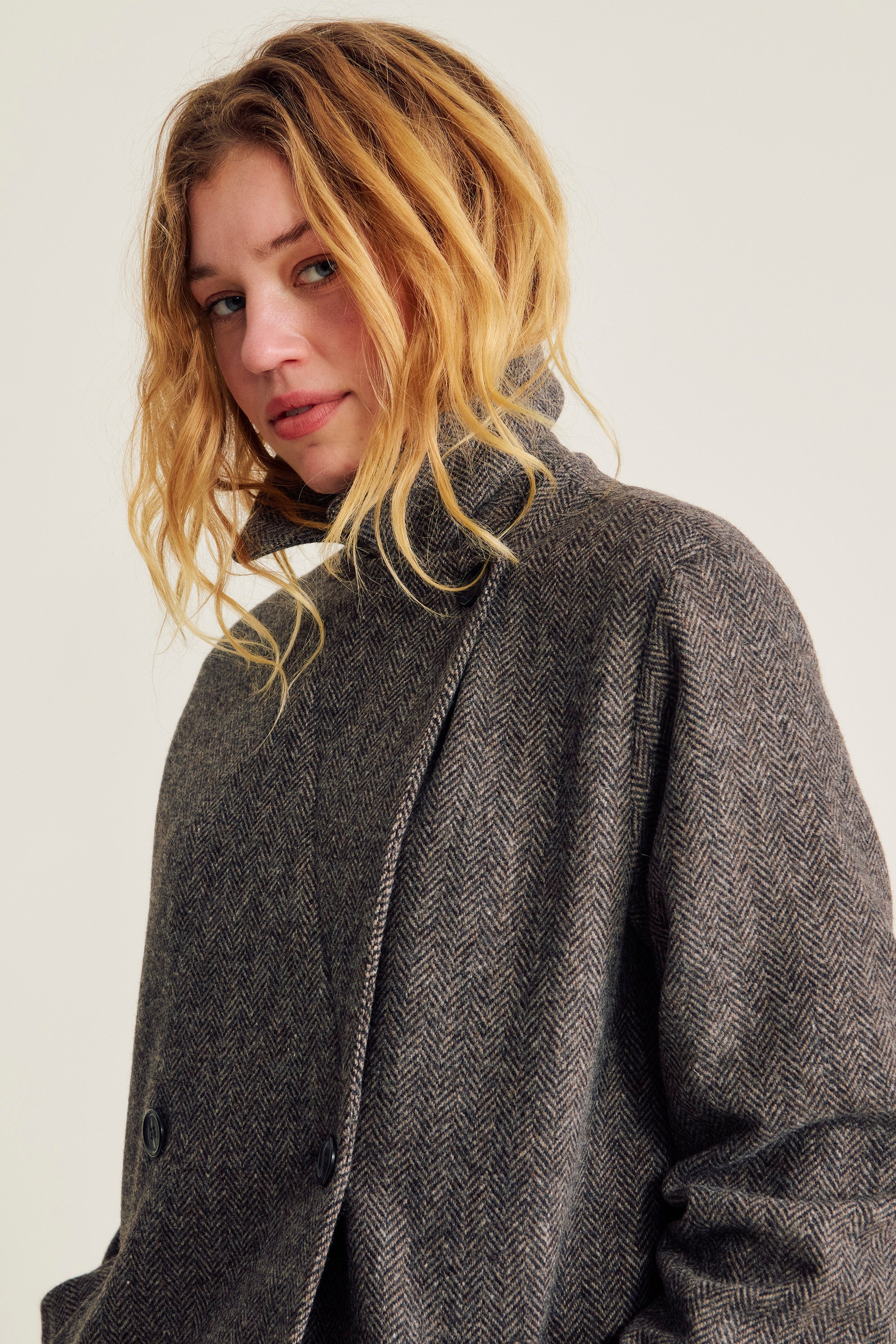 nué notes Edmonton Coat Coat 768 Dark Brown Herringbone