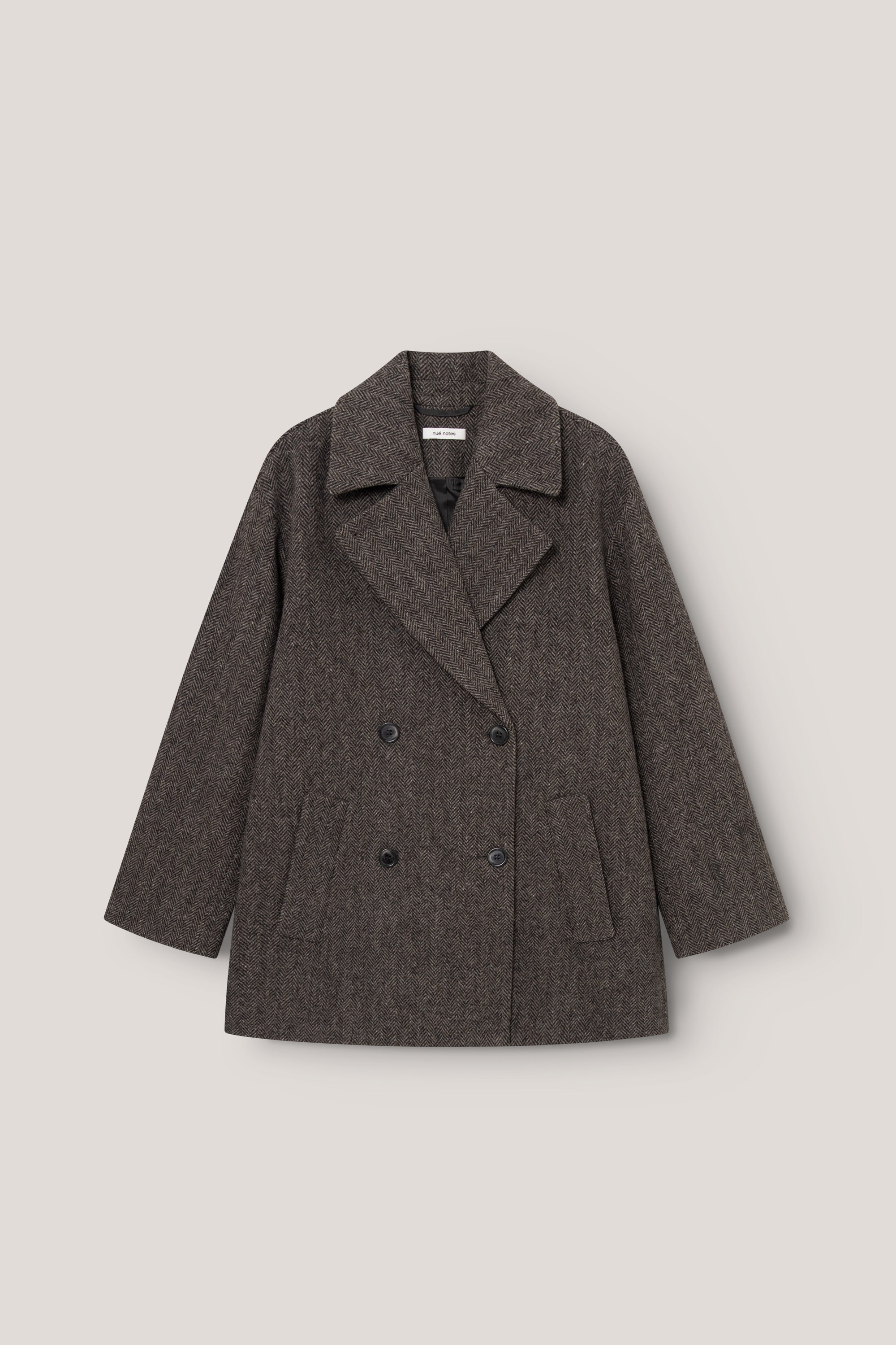 nué notes Edmonton Coat Coat 768 Dark Brown Herringbone
