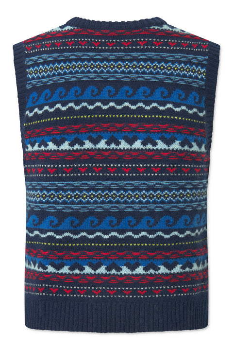 nué notes Malik Vest Knitwear 937 Navy Multi Knit