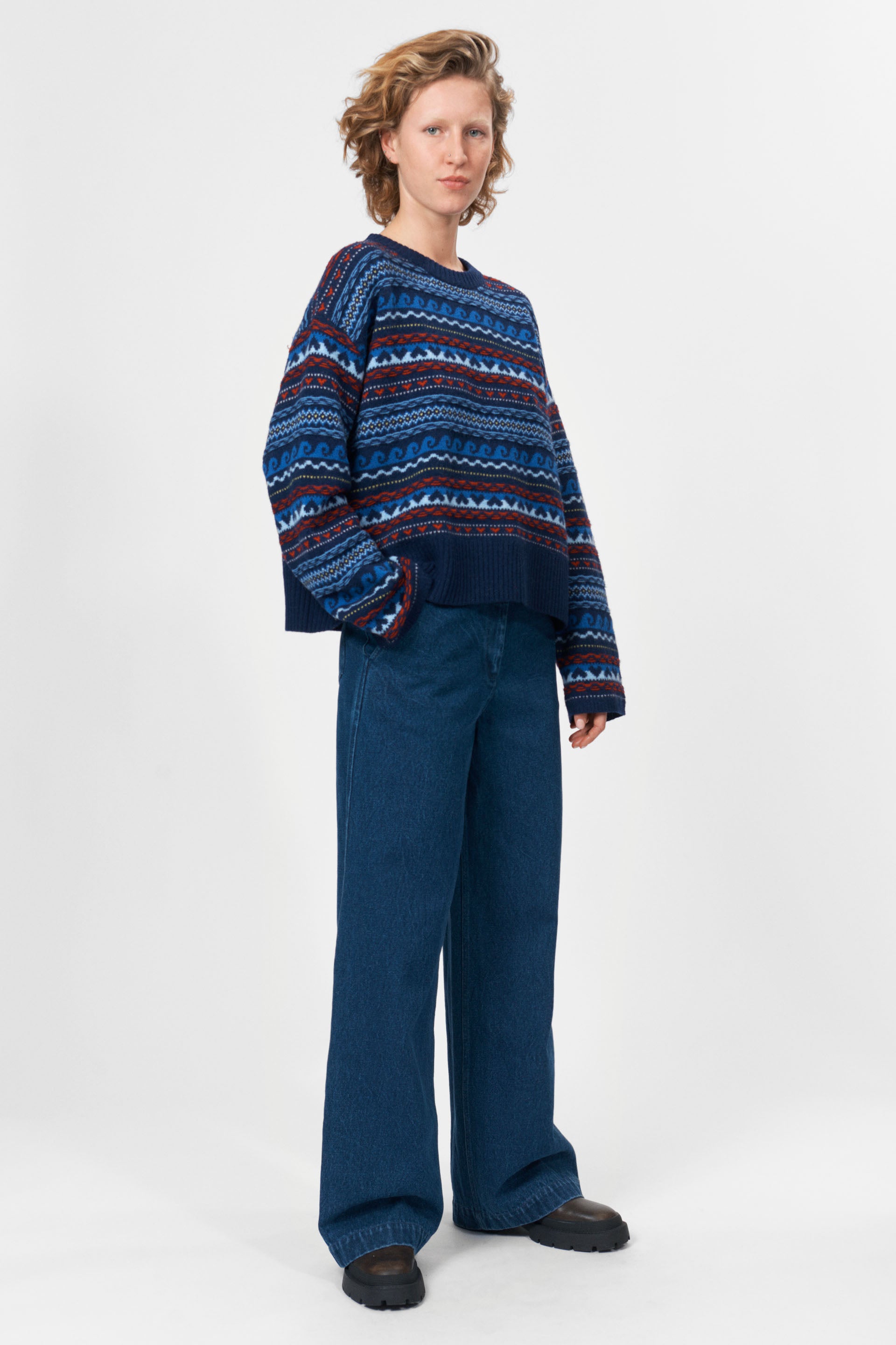 nué notes Milo Crewneck Knitwear 937 Navy Multi Knit