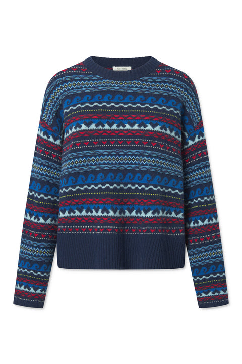 nué notes Milo Crewneck Knitwear 937 Navy Multi Knit