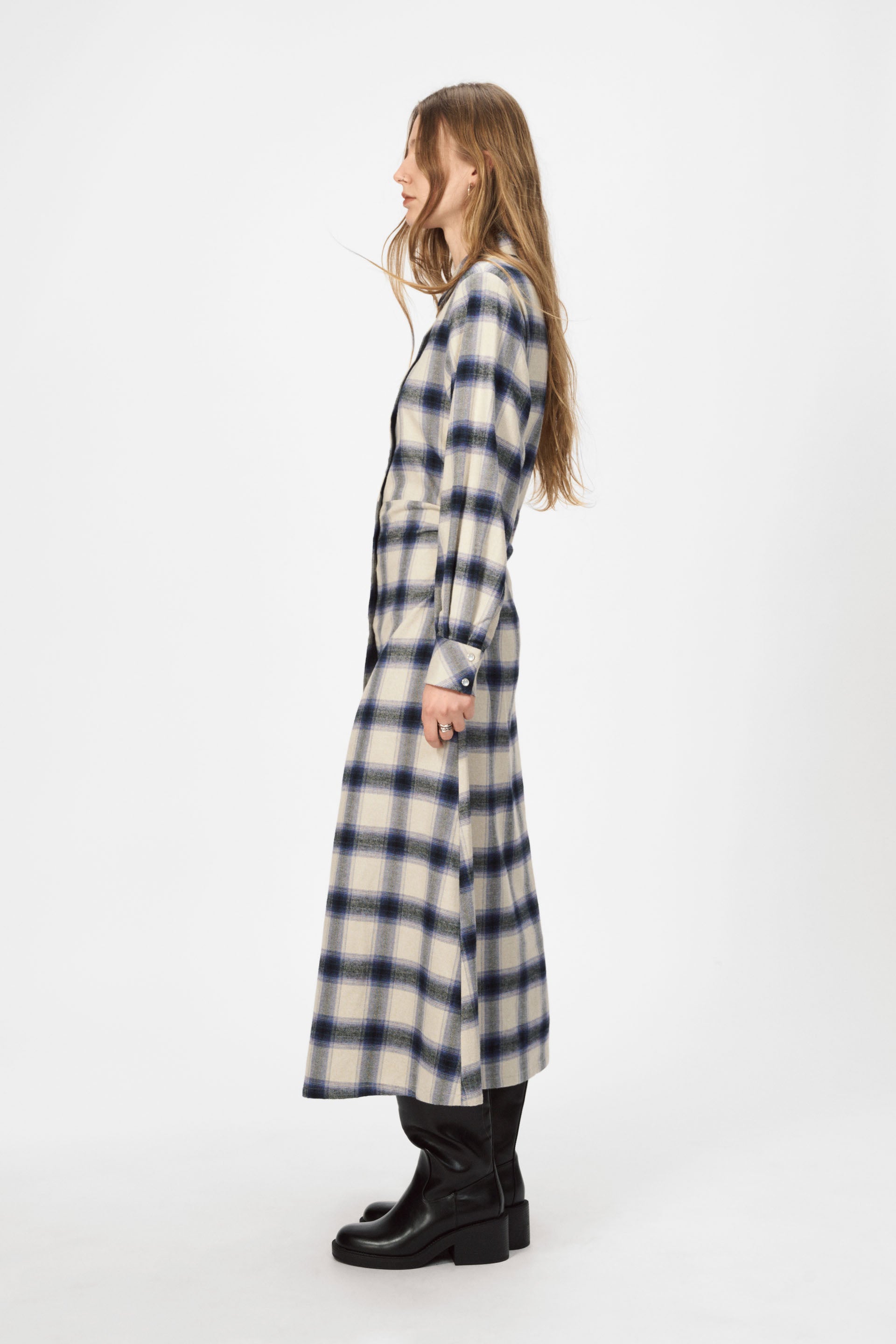 nué notes Perth Dress Dresses 969 Navy Multi Check