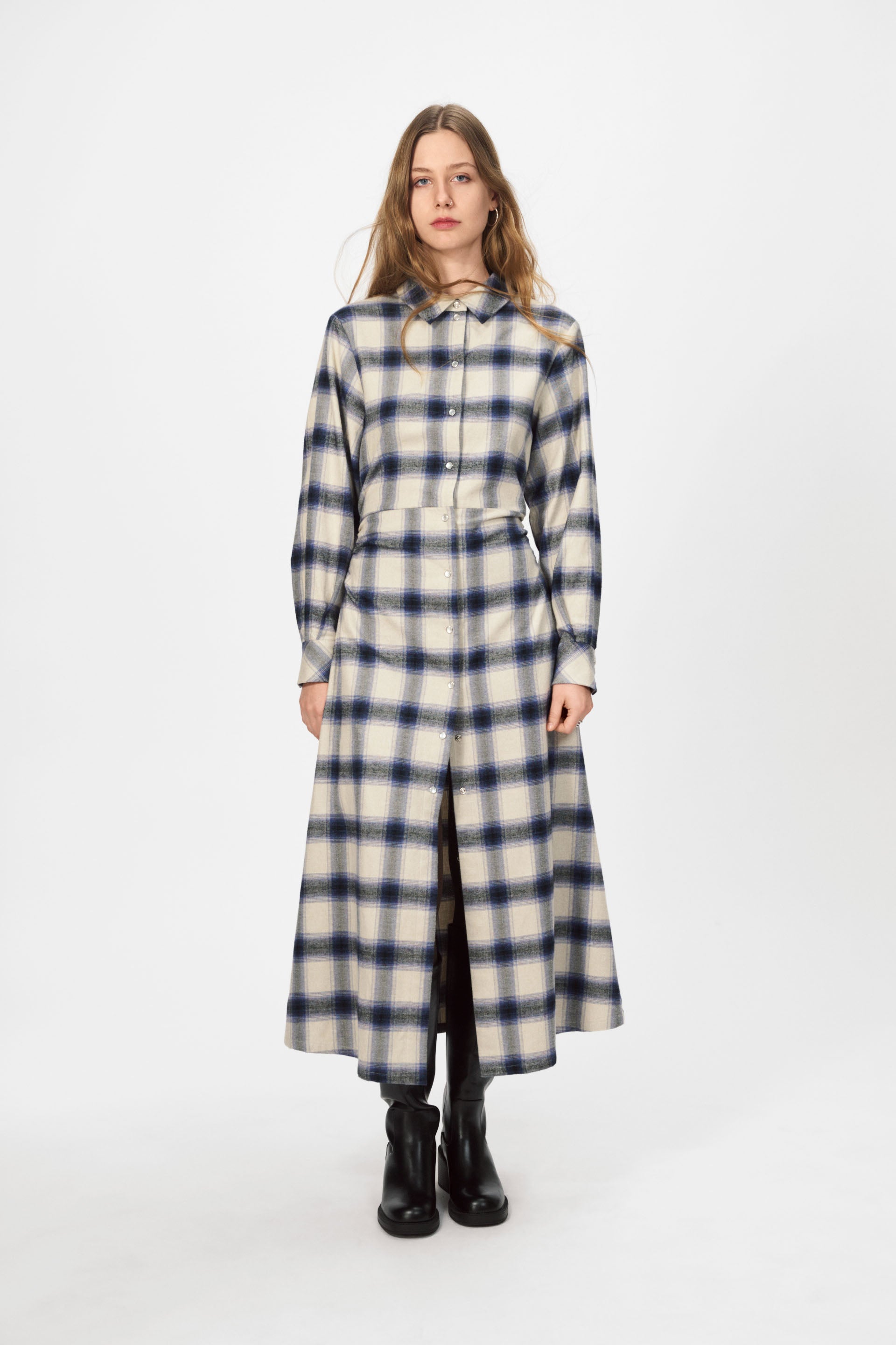 nué notes Perth Dress Dresses 969 Navy Multi Check