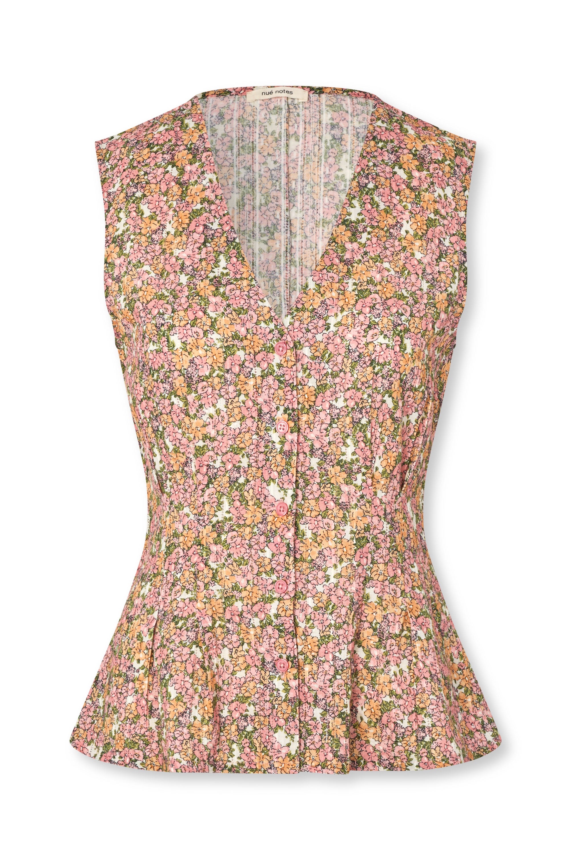 nué notes Sergovia Vest Vest 188 Peach Floral